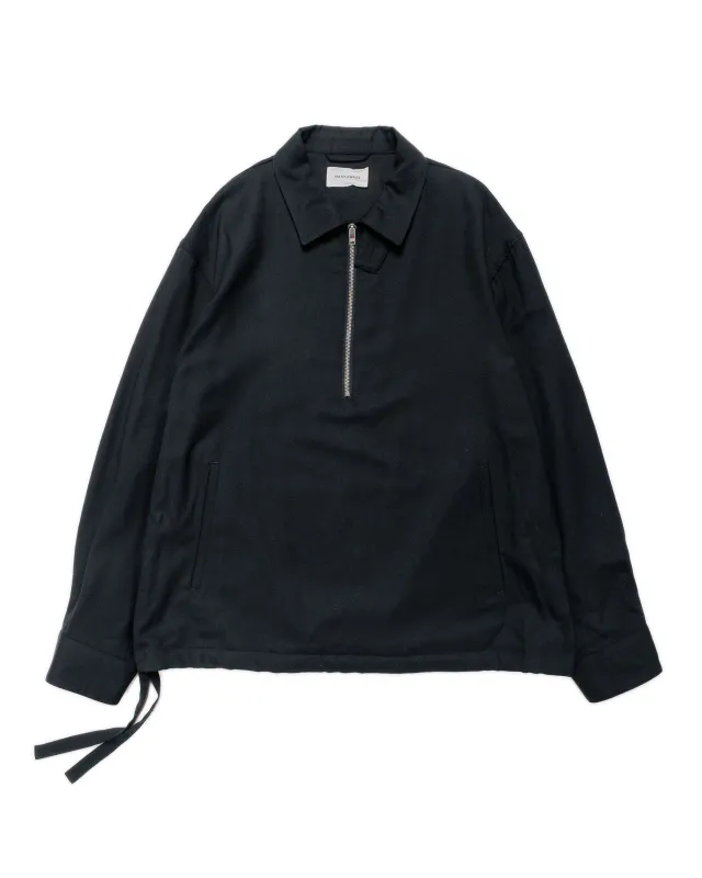 MARKAWARE Half Zip Service Jacket 2/80 Organic Wool Viyella Black made by MARKAWARE