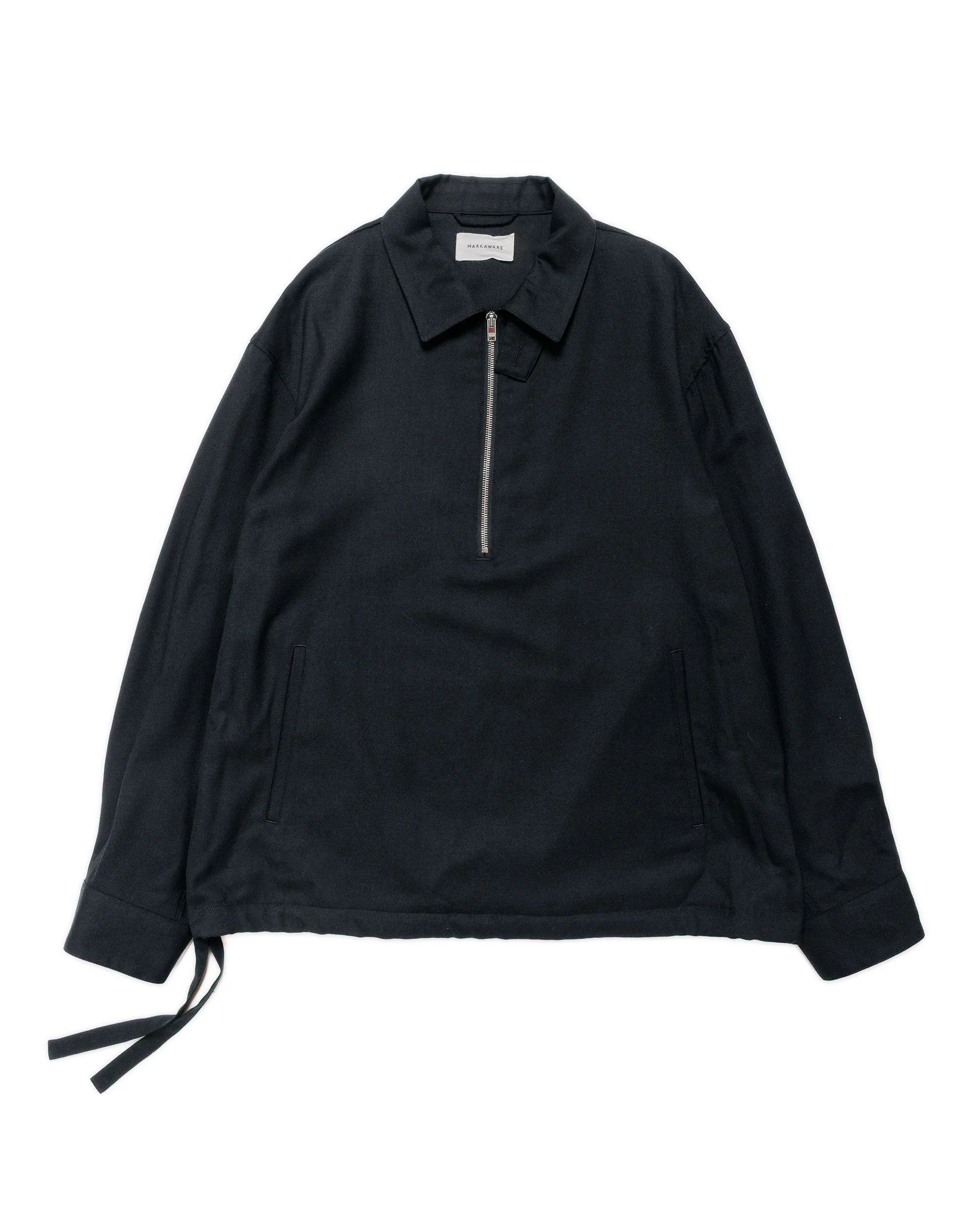 MARKAWARE Half Zip Service Jacket 2/80 Organic Wool Viyella Black sold by Lost & Found