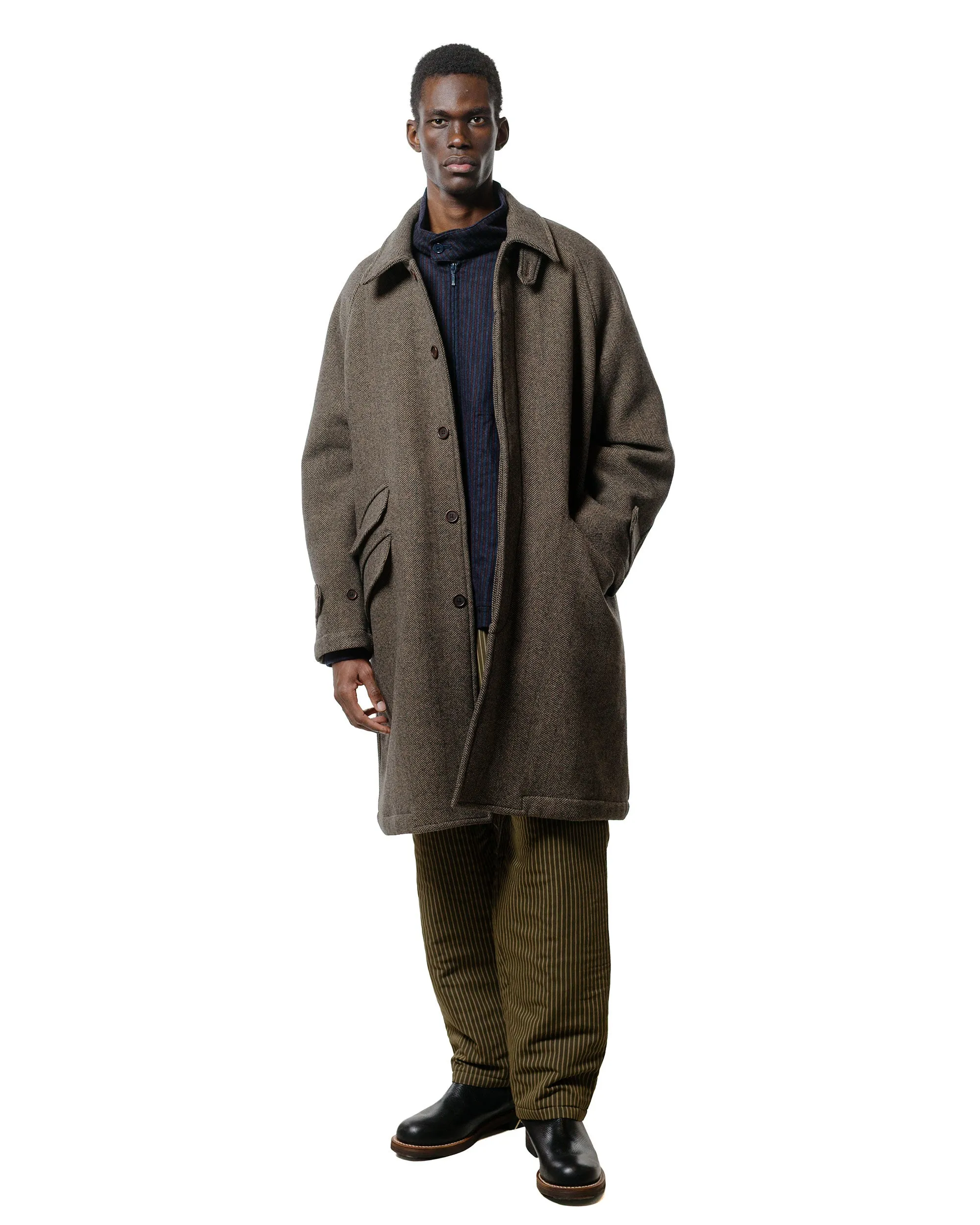 ts(s) Fly Front Raglan Sleeve Coat Herringbone Wool/Nylon Double Cloth Brown sold by Lost & Found product image thumbnail 2