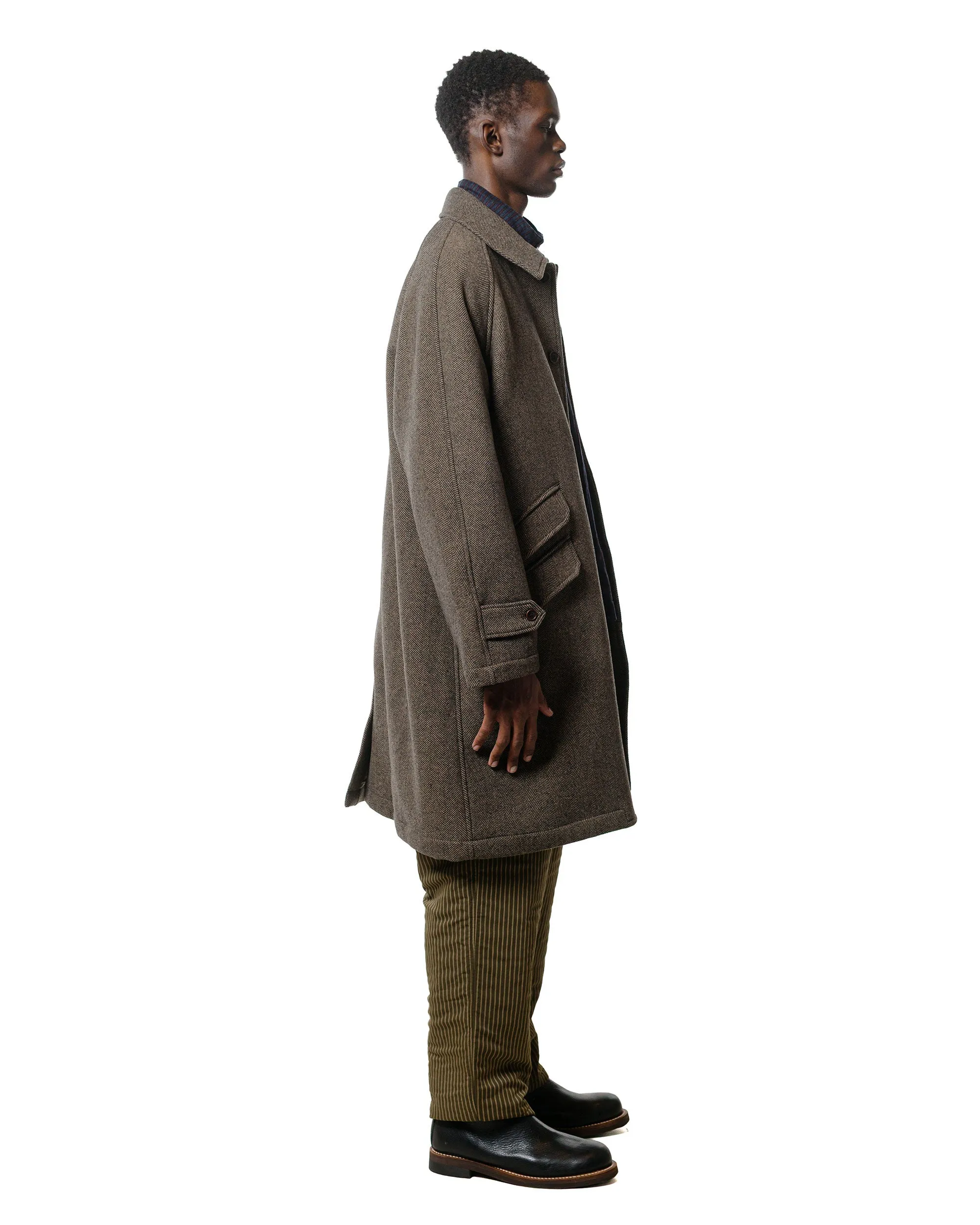 ts(s) Fly Front Raglan Sleeve Coat Herringbone Wool/Nylon Double Cloth Brown sold by Lost & Found product image thumbnail 3