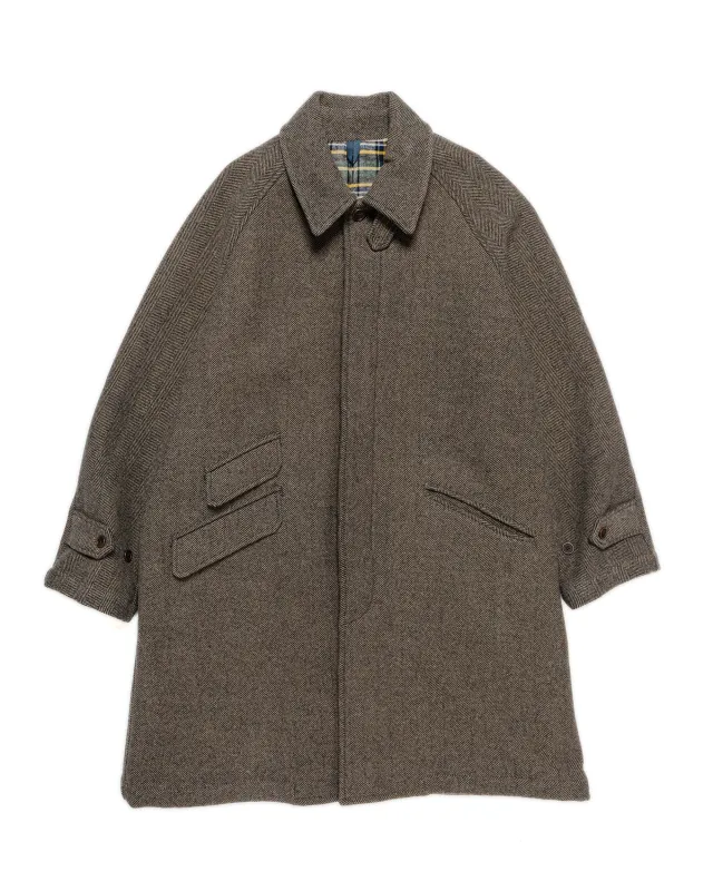 ts(s) Fly Front Raglan Sleeve Coat Herringbone Wool/Nylon Double Cloth Brown sold by Lost & Found