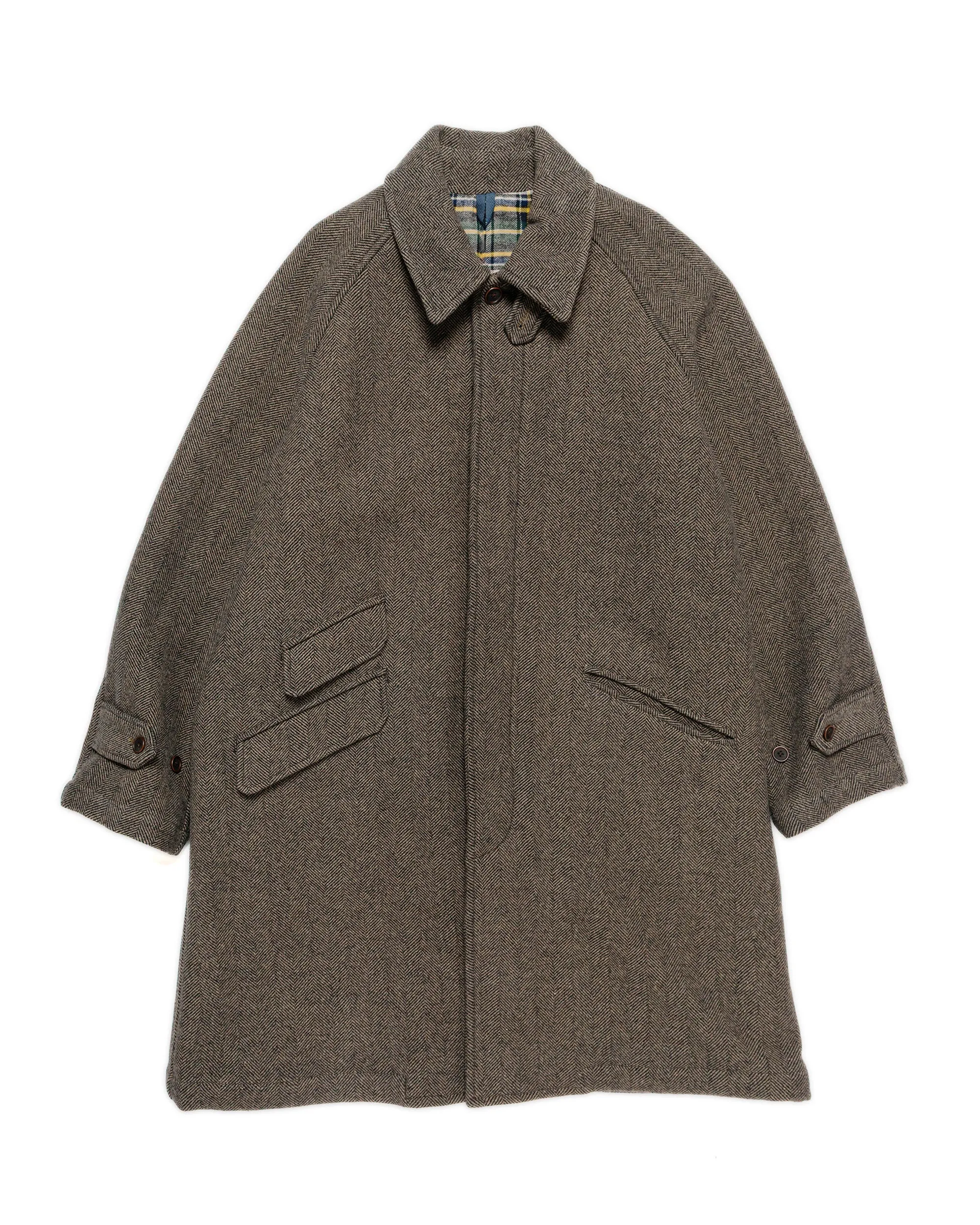 ts(s) Fly Front Raglan Sleeve Coat Herringbone Wool/Nylon Double Cloth Brown sold by Lost & Found