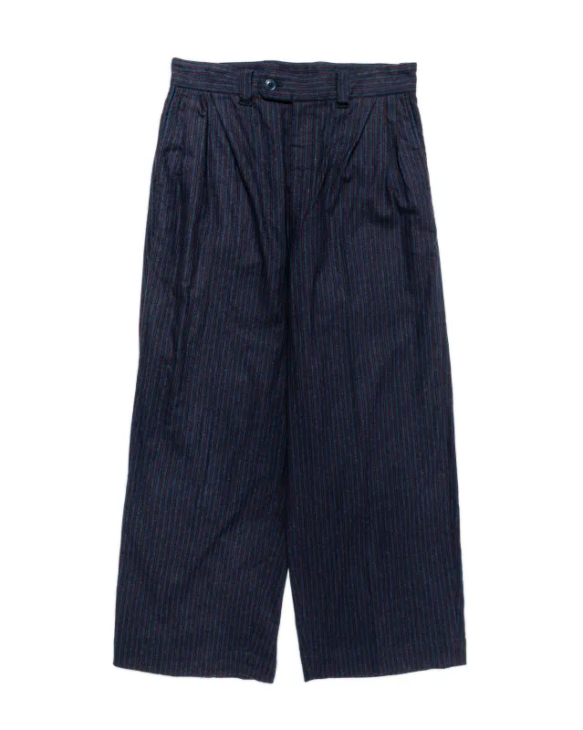 ts(s) 3 Tuck Baggy Pants Stripe Cotton/Wool Stretch Cloth Navy sold by Lost & Found