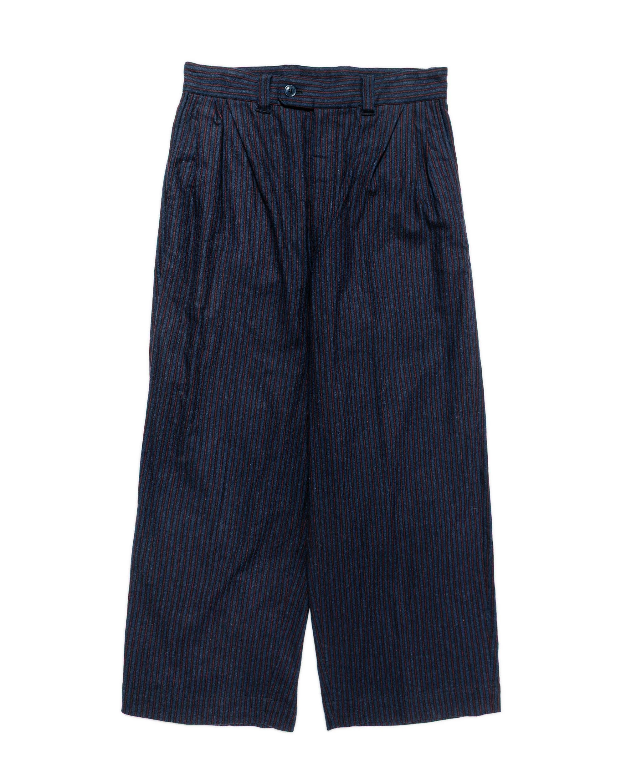 ts(s) 3 Tuck Baggy Pants Stripe Cotton/Wool Stretch Cloth Navy sold by Lost & Found