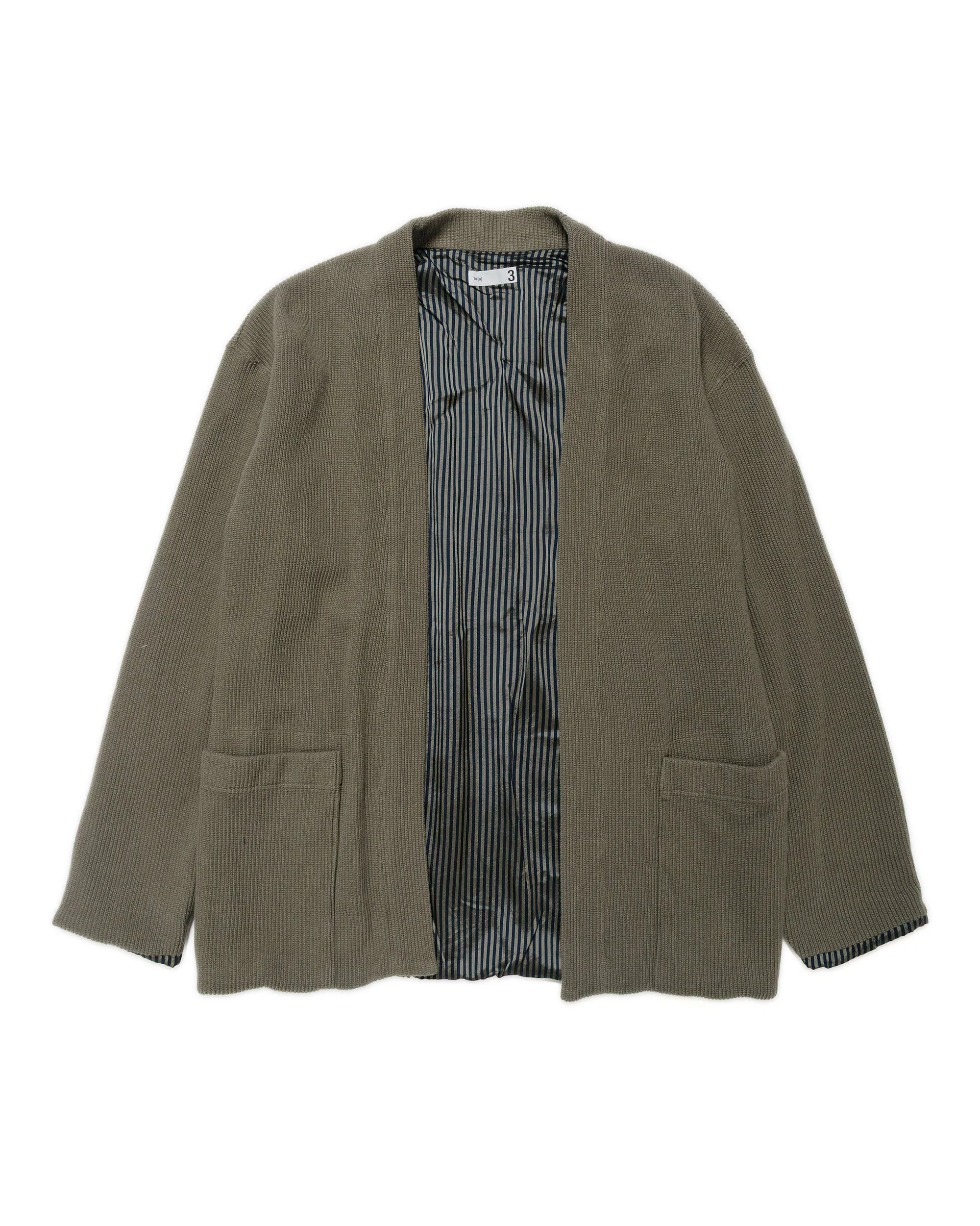 ts(s) Lined Easy Cardigan Rib Stitch Cotton Jersey Olive sold by Lost & Found