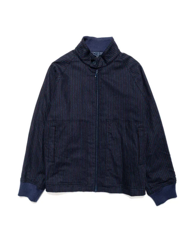 ts(s) Zip Front Harrington Jacket Stripe Cotton/Wool Stretch Cloth Navy sold by Lost & Found