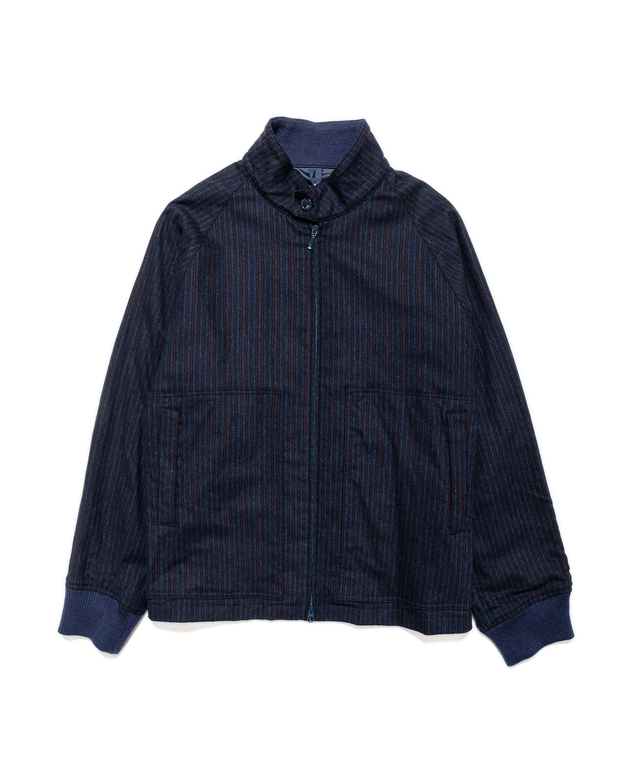ts(s) Zip Front Harrington Jacket Stripe Cotton/Wool Stretch Cloth Navy sold by Lost & Found