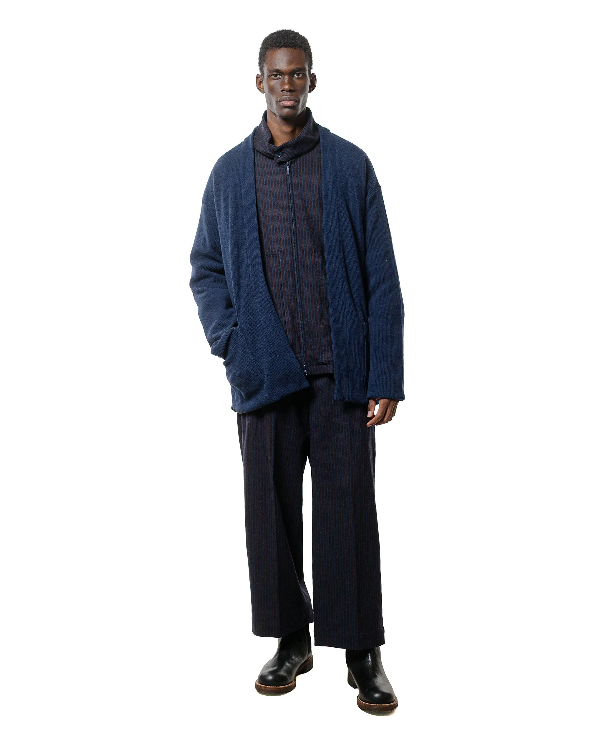 ts(s) Zip Front Harrington Jacket Stripe Cotton/Wool Stretch Cloth Navy sold by Lost & Found product image thumbnail 4