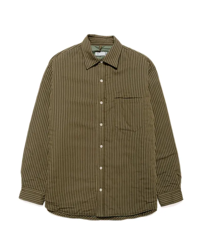 ts(s) Padded Baggy Fit Shirt Viscose/Nylon Stripe Cloth Dark Olive sold by Lost & Found