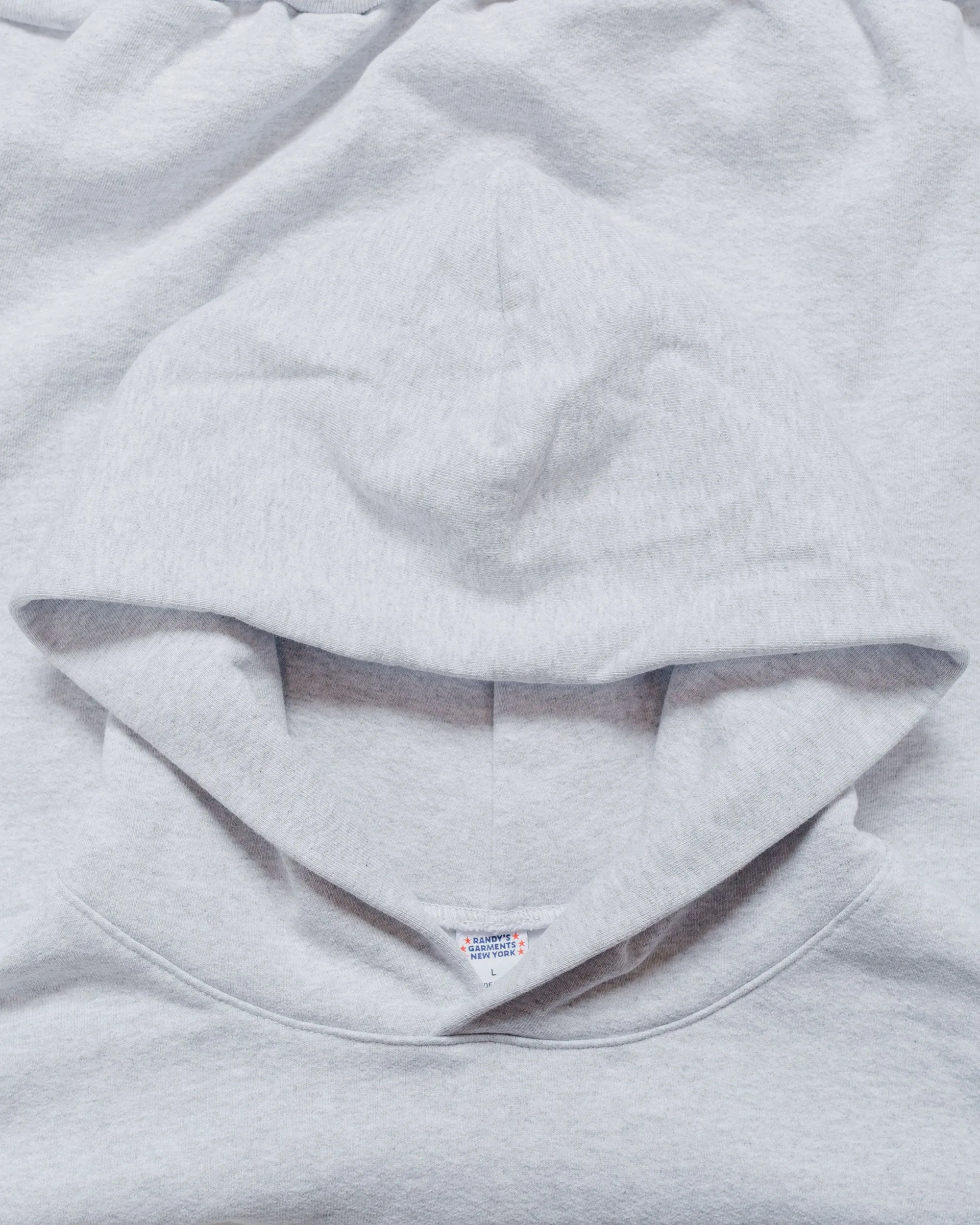 Randy's Garments Heavyweight Logo Cross-Neck Hoodie Heather Grey 14oz Cotton Poly sold by Lost & Found product image thumbnail 4