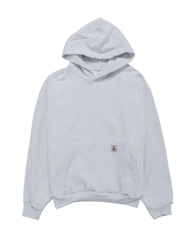 Randy's Garments Heavyweight Logo Cross-Neck Hoodie Heather Grey 14oz Cotton Poly sold by Lost & Found