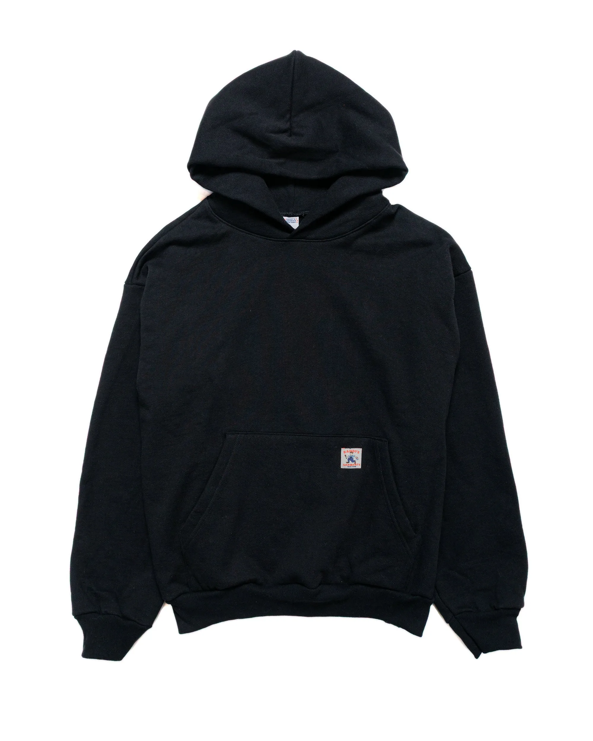 Randy's Garments Heavyweight Logo Cross-Neck Hoodie Black 14oz Cotton sold by Lost & Found