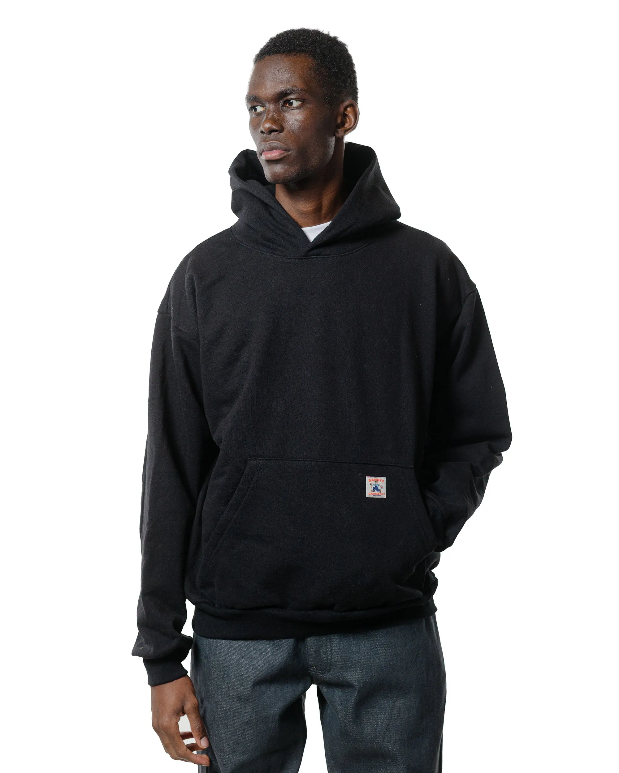 Randy's Garments Heavyweight Logo Cross-Neck Hoodie Black 14oz Cotton sold by Lost & Found product image thumbnail 2