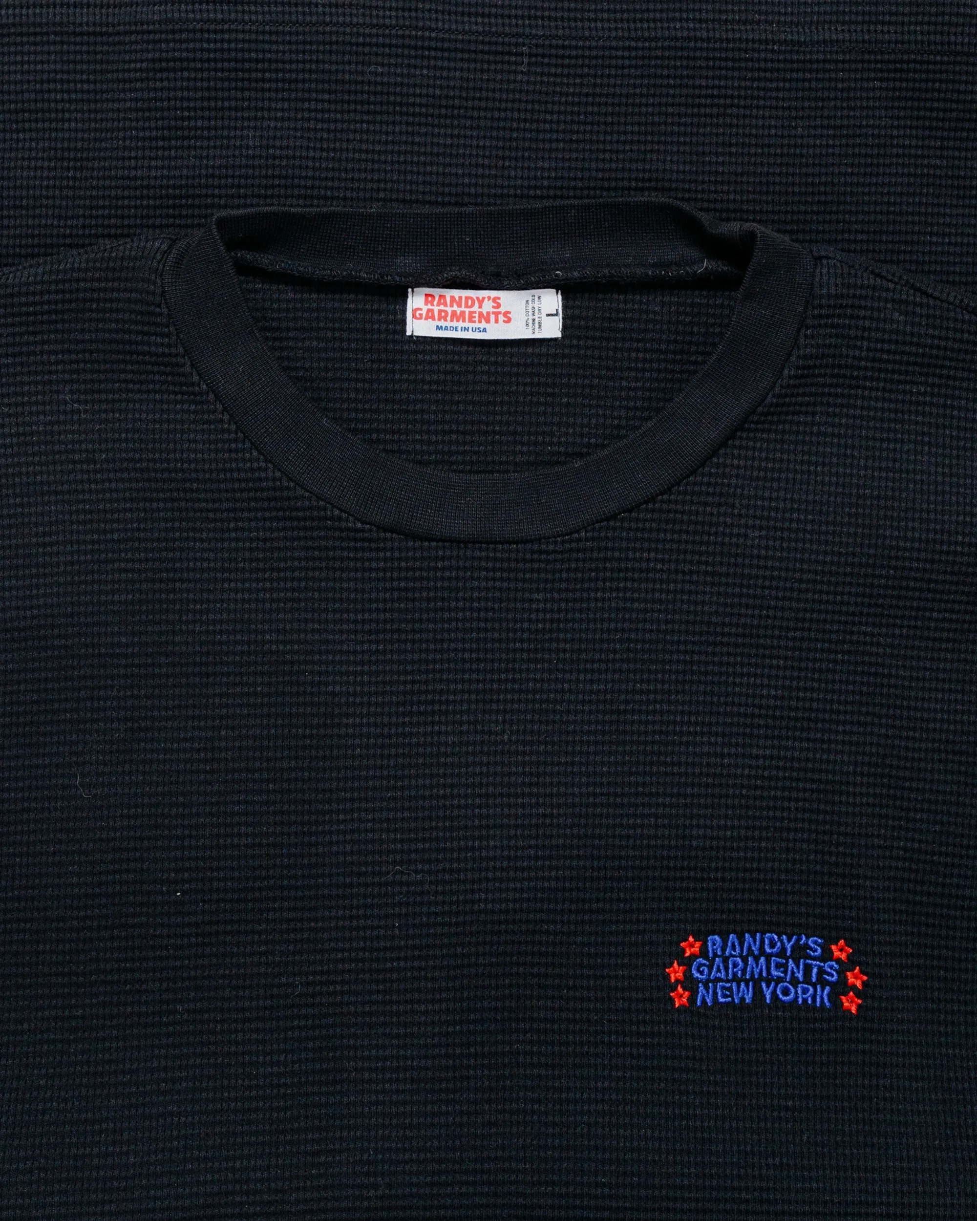 Randy's Garments Heavyweight Thermal Crewneck Black sold by Lost & Found product image thumbnail 4