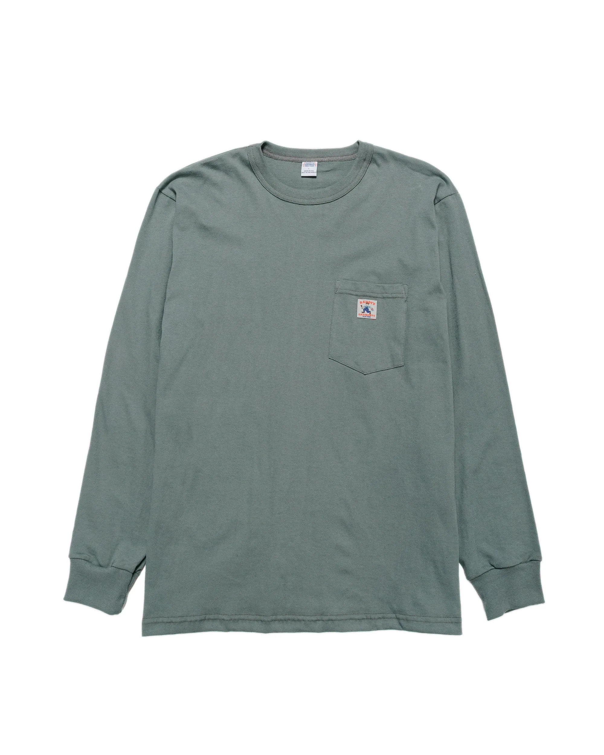 Randy's Garments Long-Sleeve Pocket Tee Light Green sold by Lost & Found