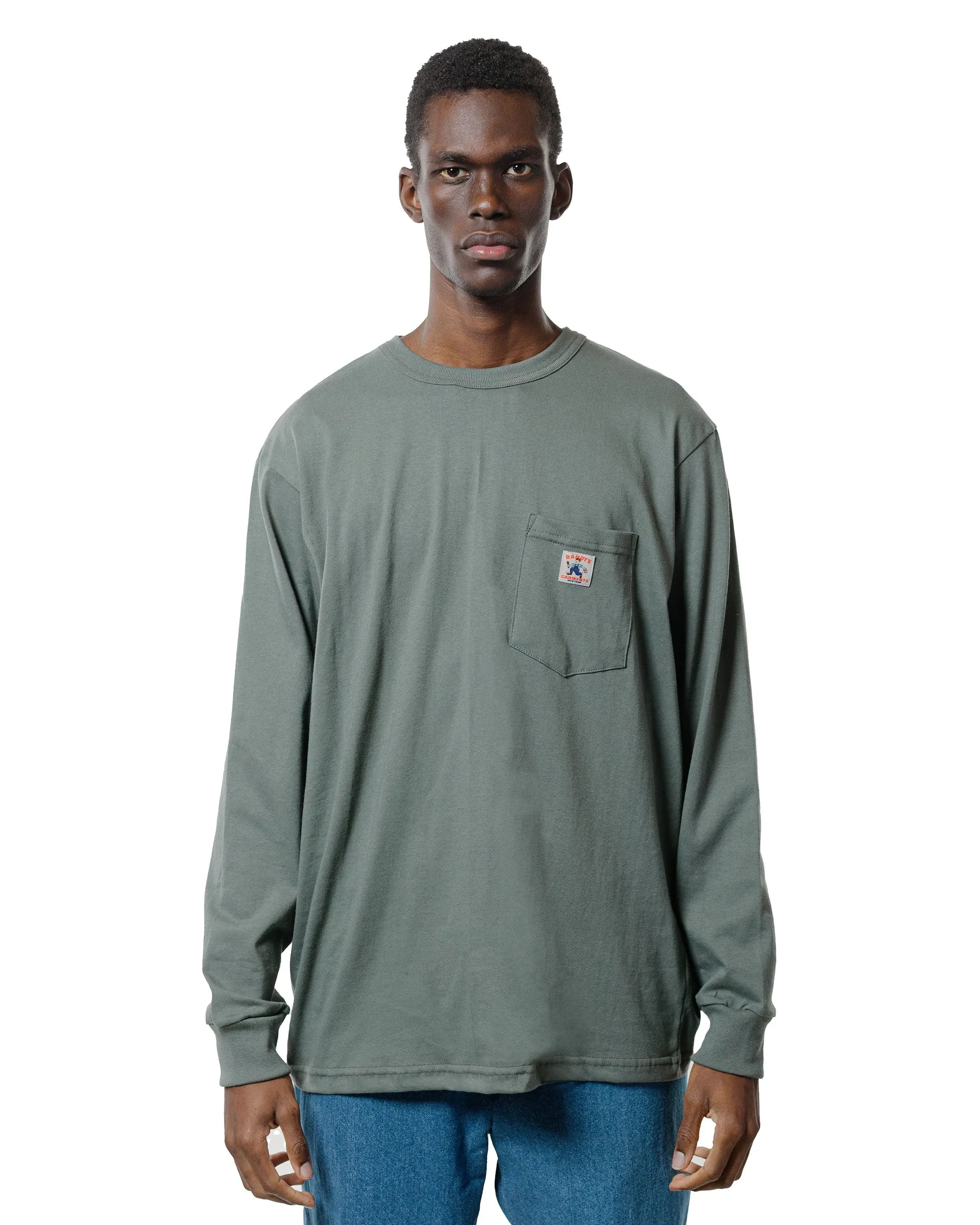 Randy's Garments Long-Sleeve Pocket Tee Light Green sold by Lost & Found product image thumbnail 2