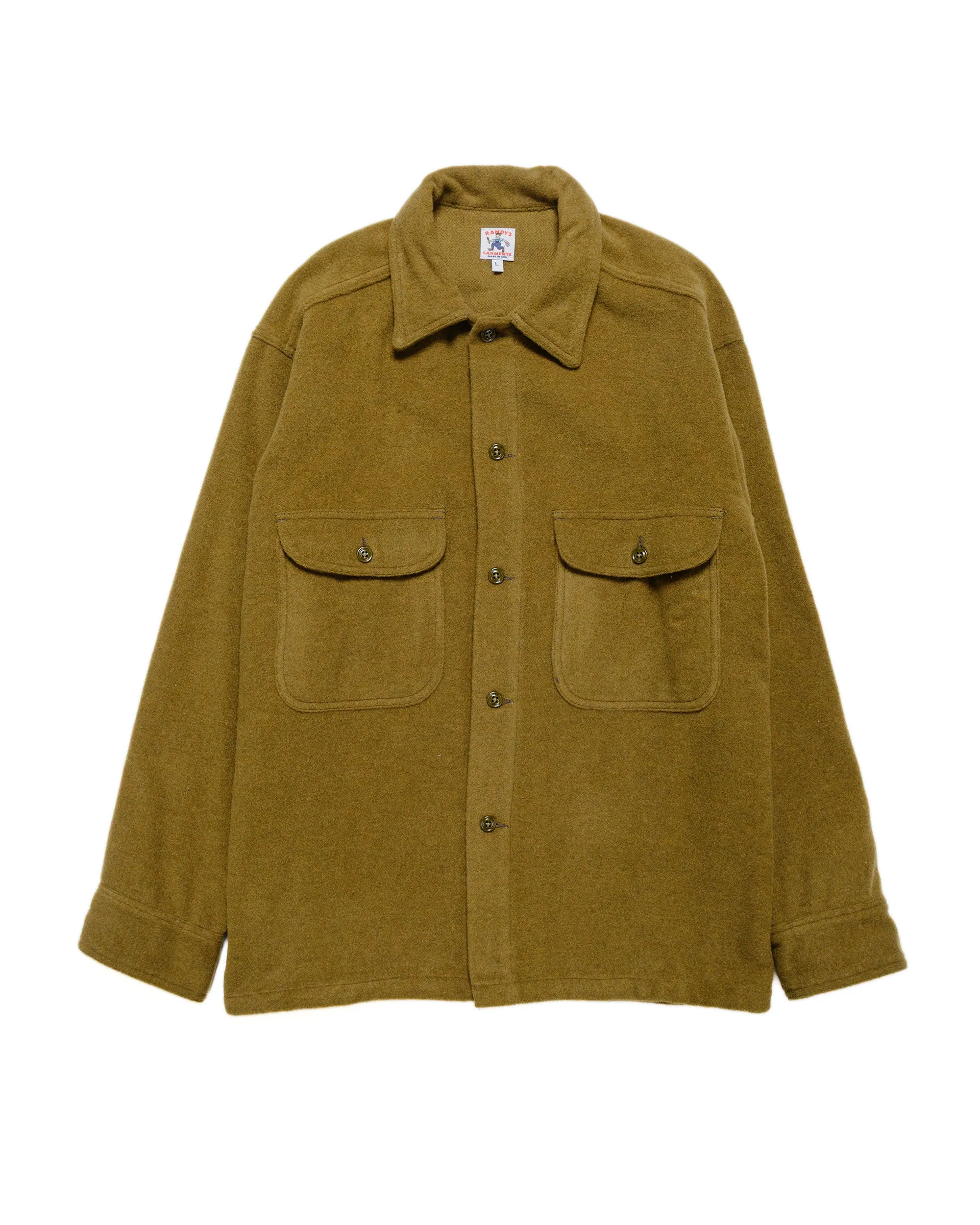 Randy's Garments Over Shirt Olive Drab Heavy Triblend Brushed Wool sold by Lost & Found