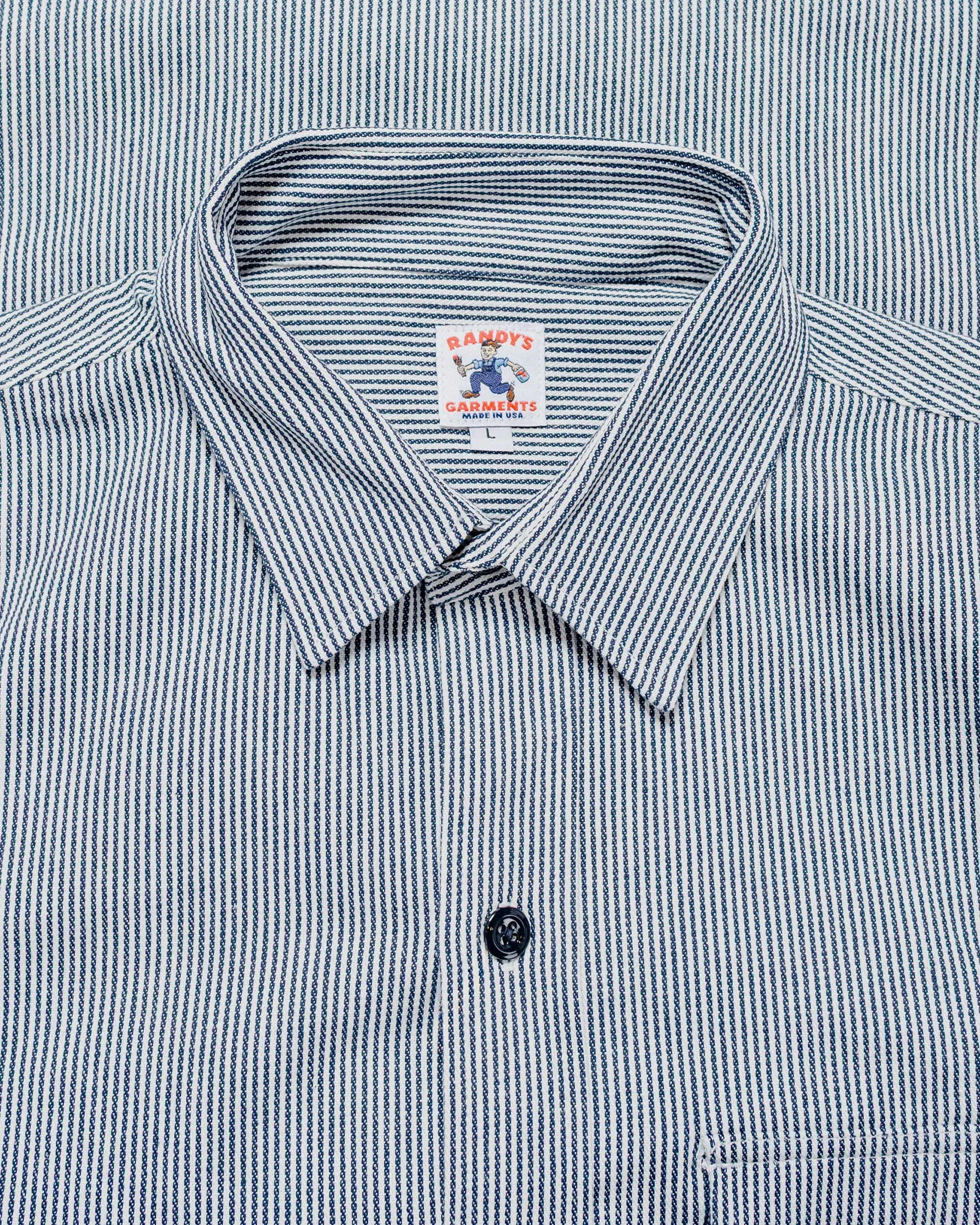 Randy's Garments 1-Pocket Work Shirt 8oz Narrow Stripe Cotton Denim White/Indigo sold by Lost & Found product image thumbnail 2