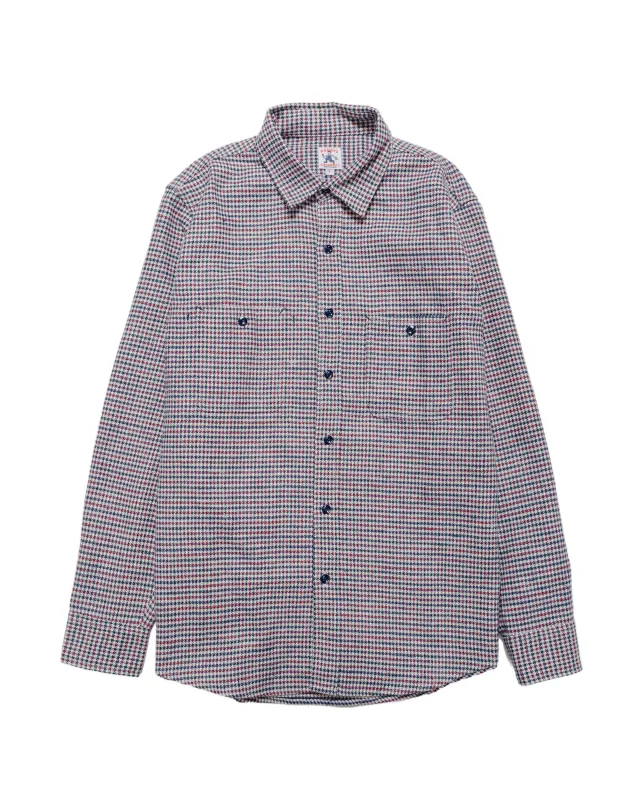 Randy's Garments 3-Pocket Work Shirt Cotton Heavy Brushed Houndstooth Blue/Red sold by Lost & Found