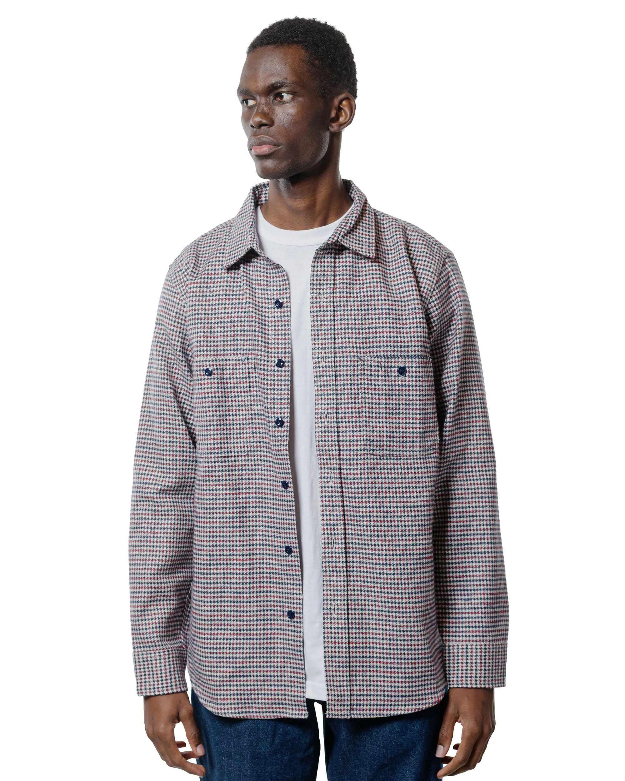 Randy's Garments 3-Pocket Work Shirt Cotton Heavy Brushed Houndstooth Blue/Red sold by Lost & Found product image thumbnail 2