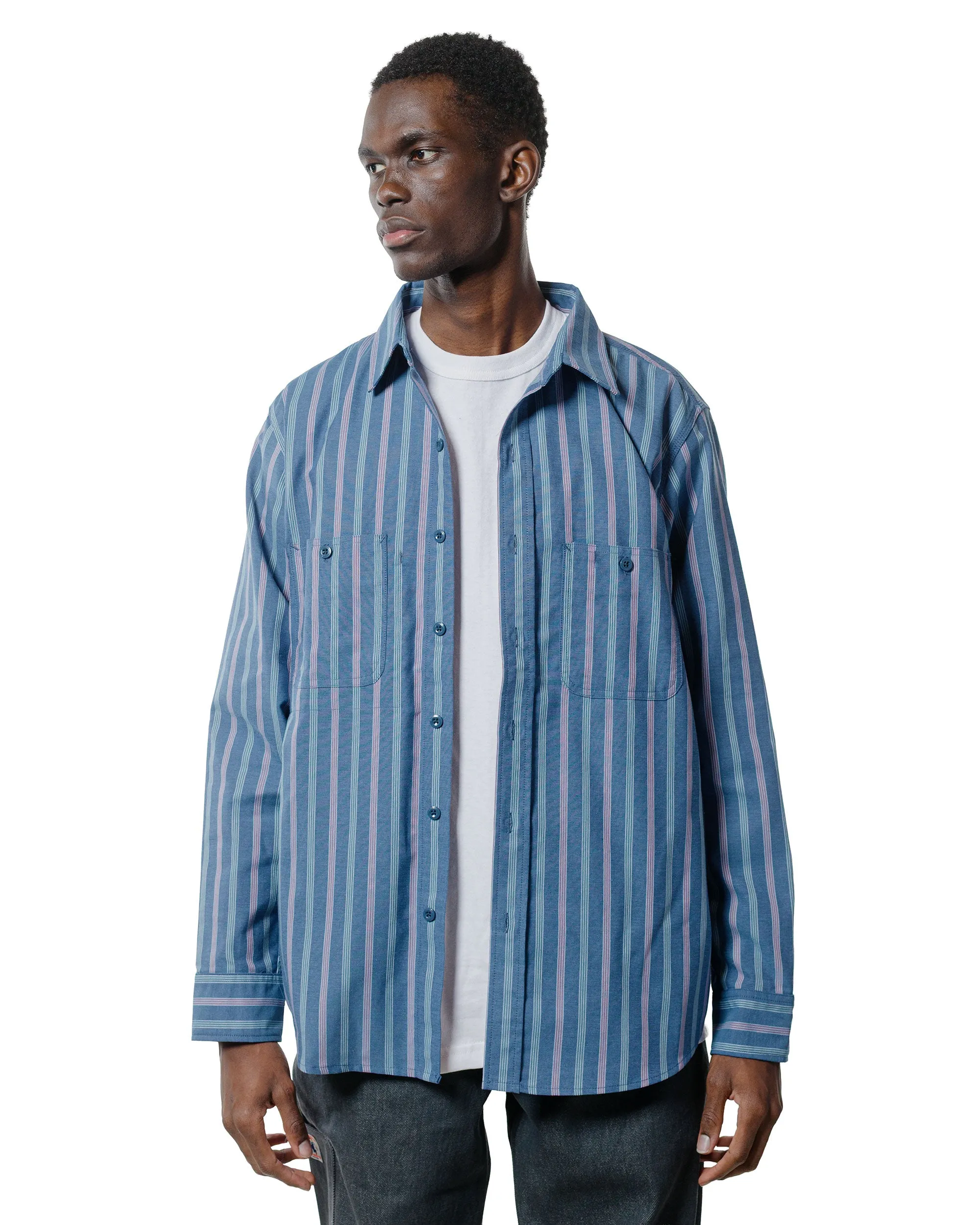 Randy's Garments 3-Pocket Work Shirt Cotton Stripe Jacquard Oxford Cloth Blue sold by Lost & Found product image thumbnail 2
