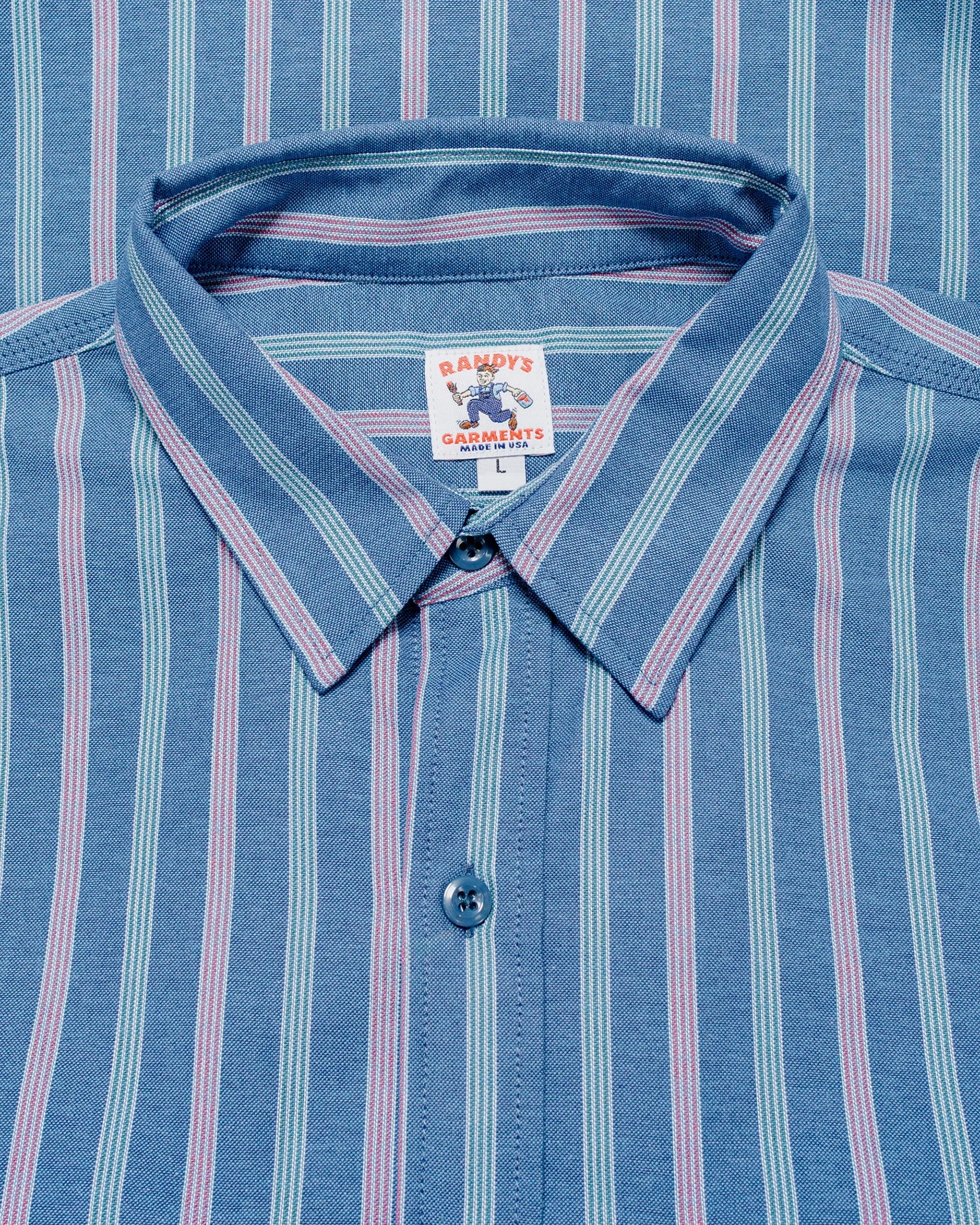 Randy's Garments 3-Pocket Work Shirt Cotton Stripe Jacquard Oxford Cloth Blue sold by Lost & Found product image thumbnail 5