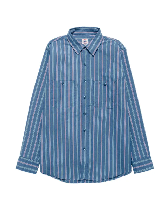 Randy's Garments 3-Pocket Work Shirt Cotton Stripe Jacquard Oxford Cloth Blue sold by Lost & Found