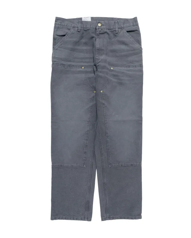 Carhartt W.I.P. Double Knee Pant Graphite Stone Canvas sold by Lost & Found
