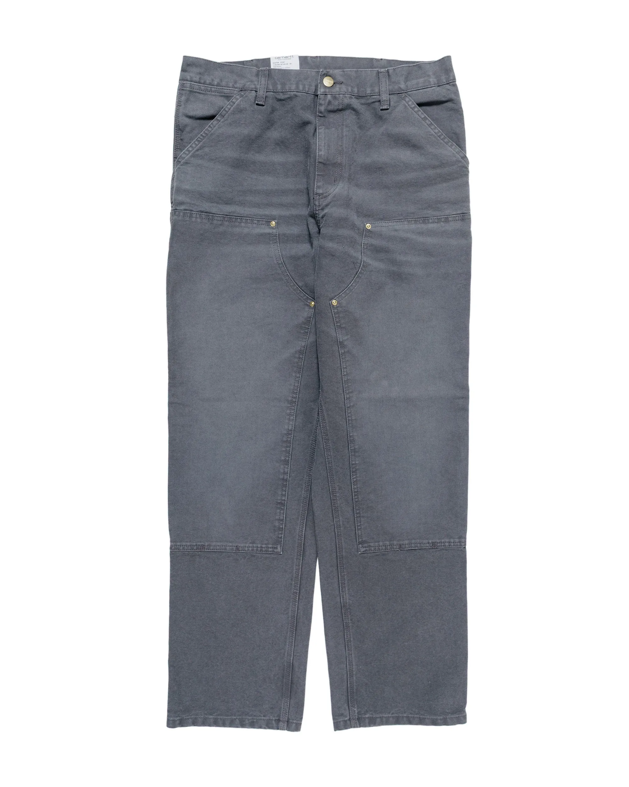 Carhartt W.I.P. Double Knee Pant Graphite Stone Canvas sold by Lost & Found