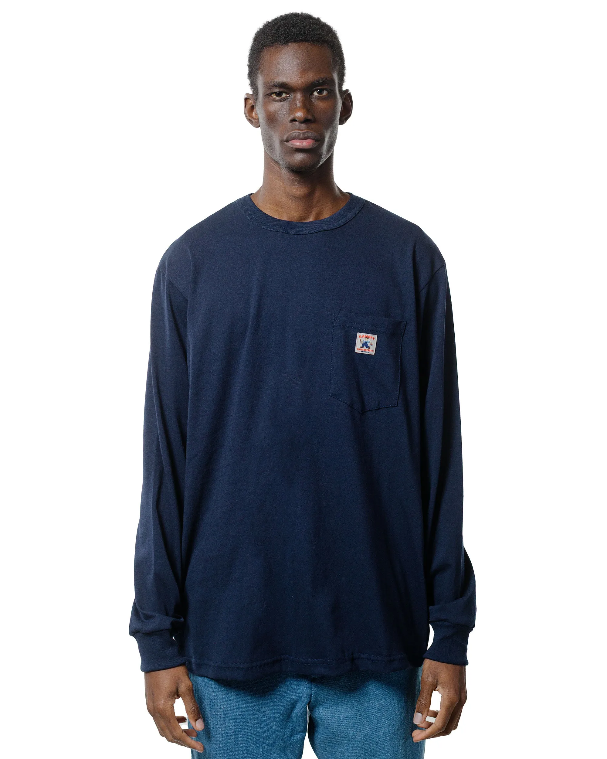 Randy's Garments Long-Sleeve Pocket Tee Navy sold by Lost & Found product image thumbnail 2