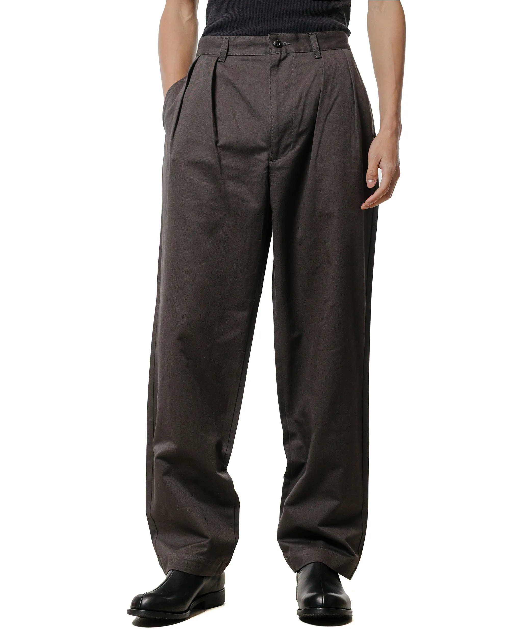 CIOTA 2 Tuck Chino Cloth Pants (Stone Wash) Charcoal Grey sold by Lost & Found product image thumbnail 2