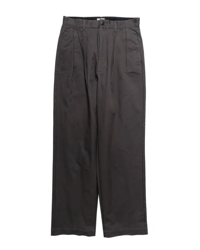 CIOTA 2 Tuck Chino Cloth Pants (Stone Wash) Charcoal Grey sold by Lost & Found