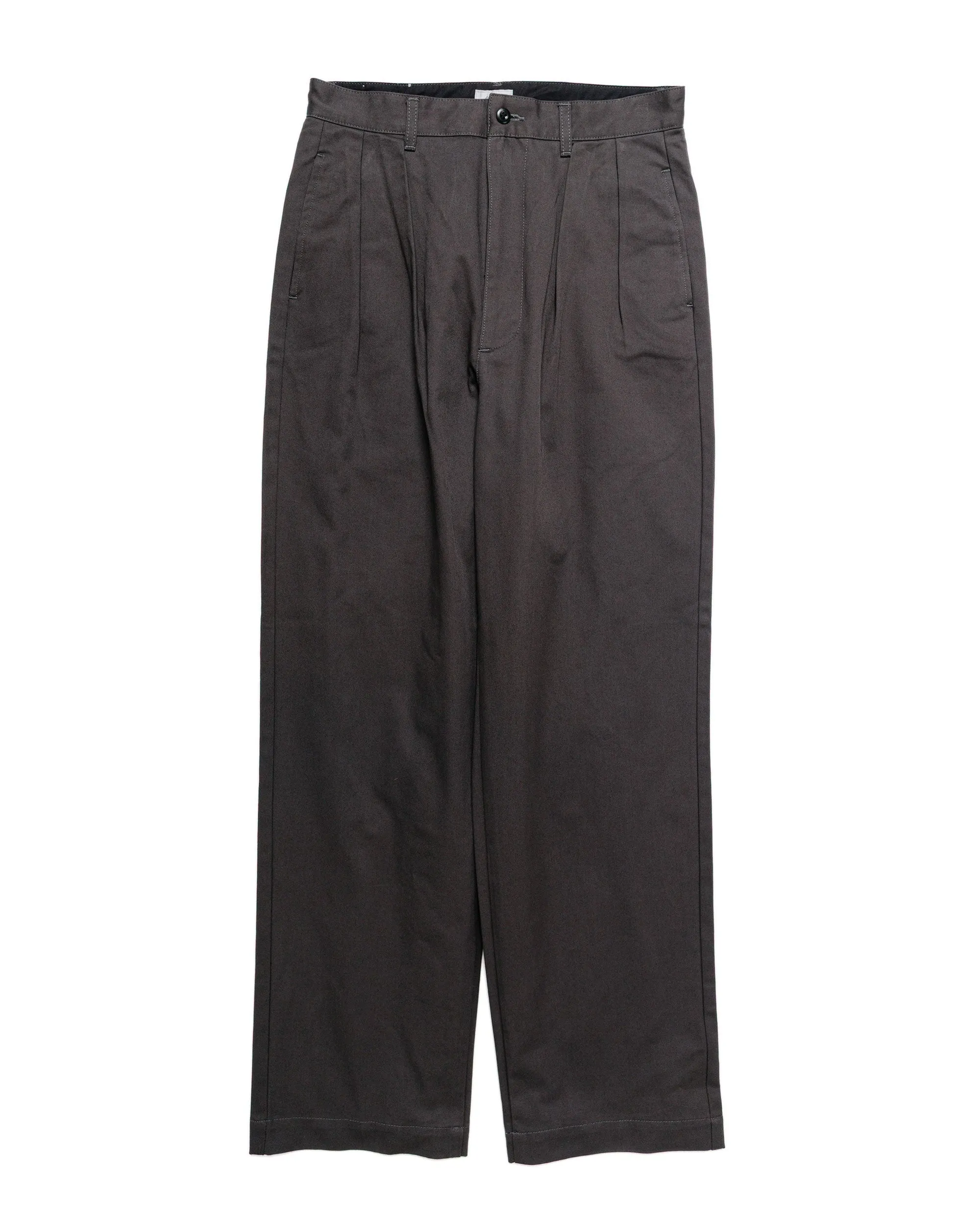 CIOTA 2 Tuck Chino Cloth Pants (Stone Wash) Charcoal Grey sold by Lost & Found