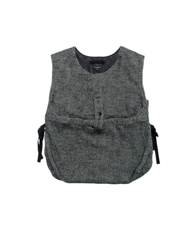 Engineered Garments Newsboy Vest Black Wool Shaggy Twill sold by Lost & Found