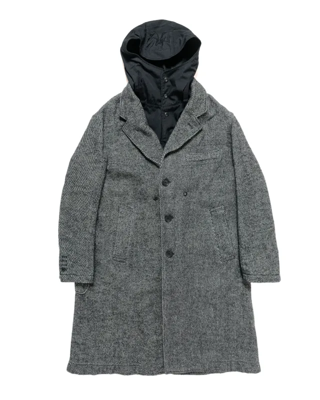 Engineered Garments Chester Coat Black Wool Shaggy Twill sold by Lost & Found