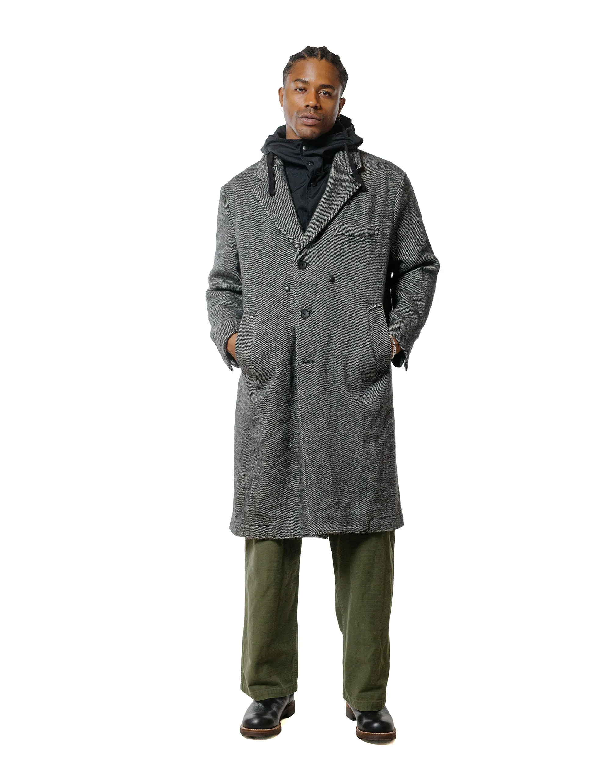 Engineered Garments Chester Coat Black Wool Shaggy Twill sold by Lost & Found product image thumbnail 2