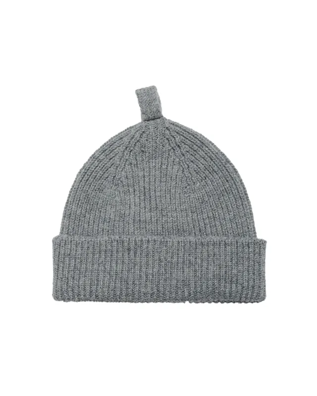 MHL Simple Ribbed Beanie British Wool School Grey sold by Lost & Found