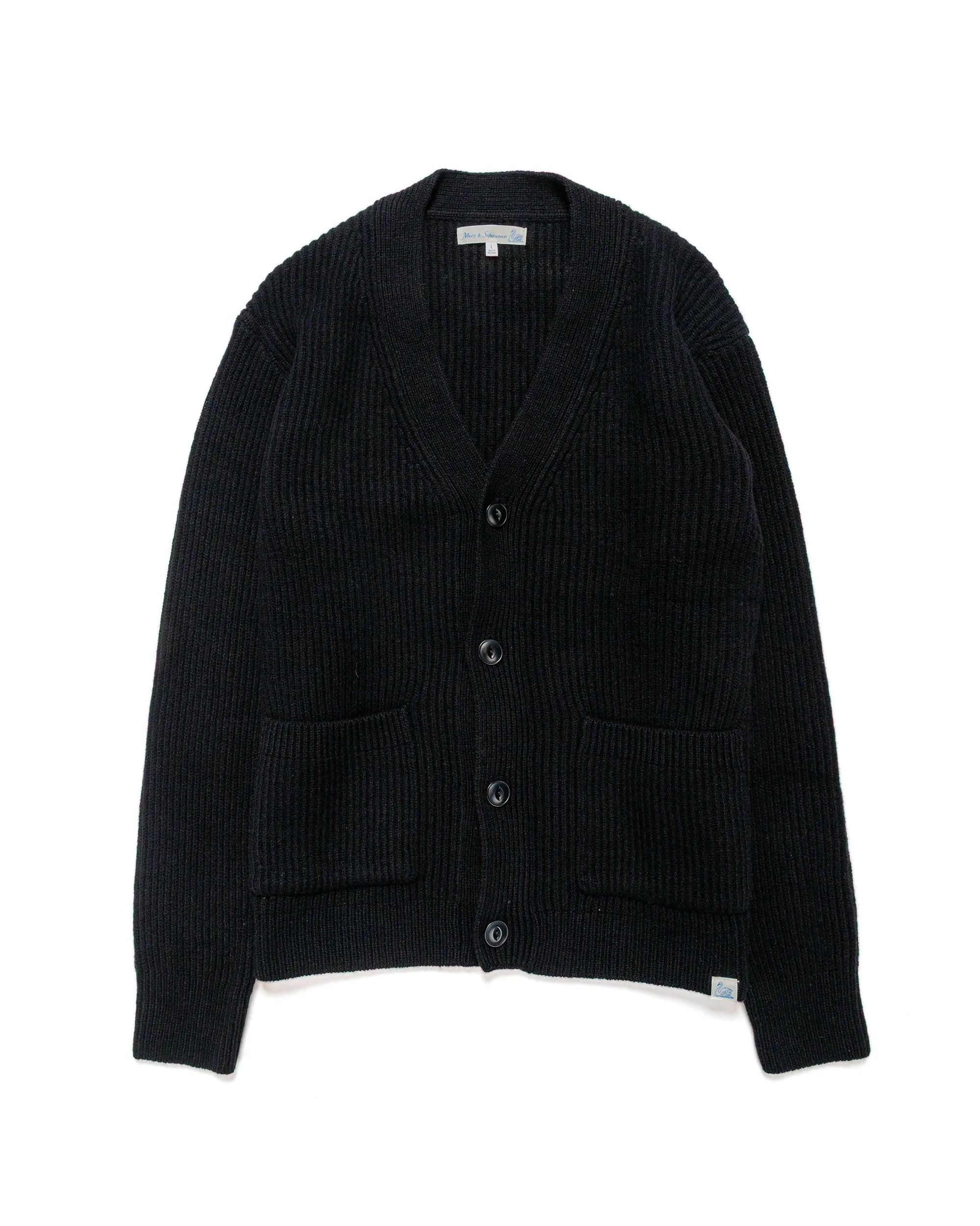 Merz B. Schwanen LOCG02 Cardigan Deep Black sold by Lost & Found