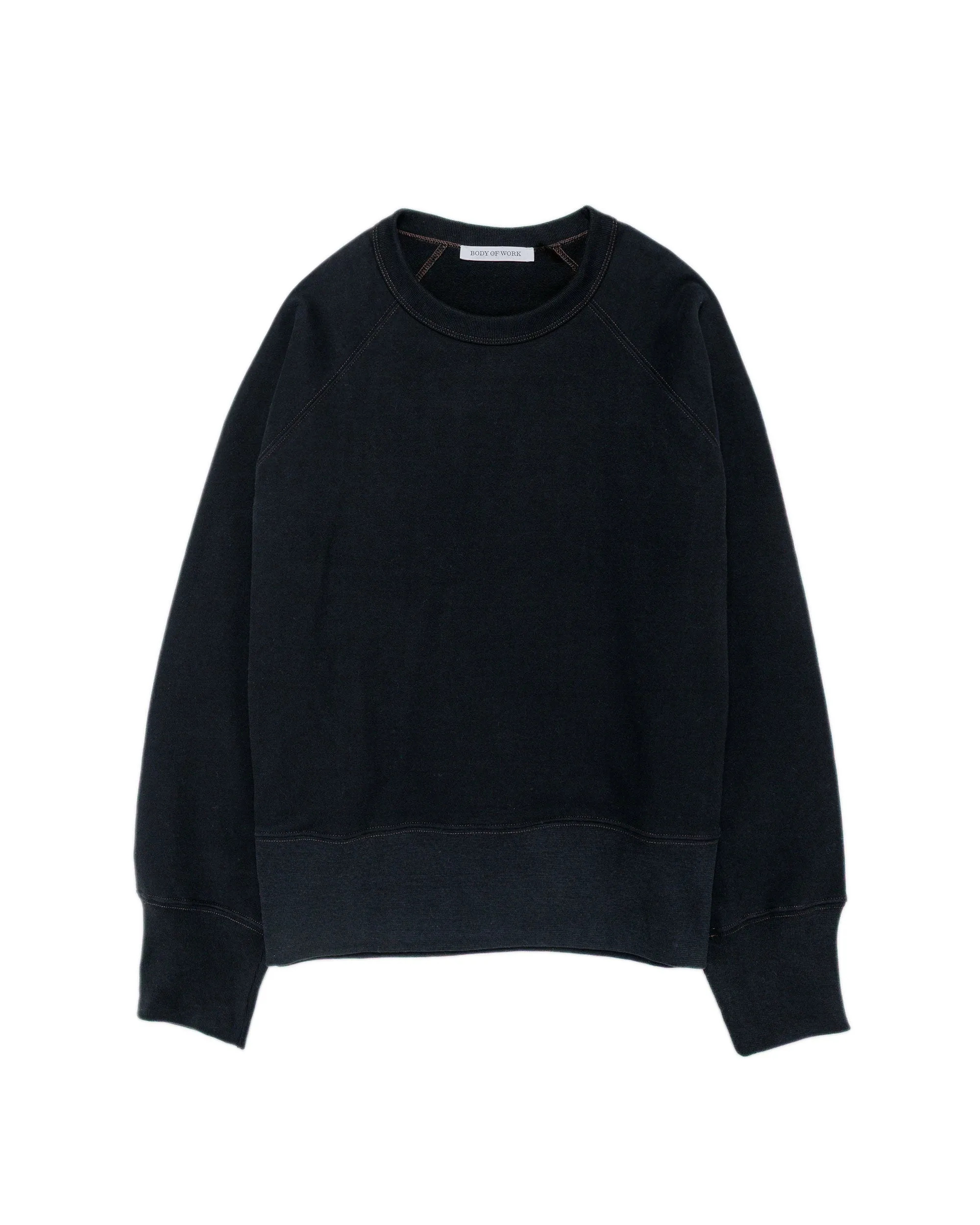Body of Work Aster Raglan Sweatshirt Black/Loam Brown Stitch sold by Lost & Found