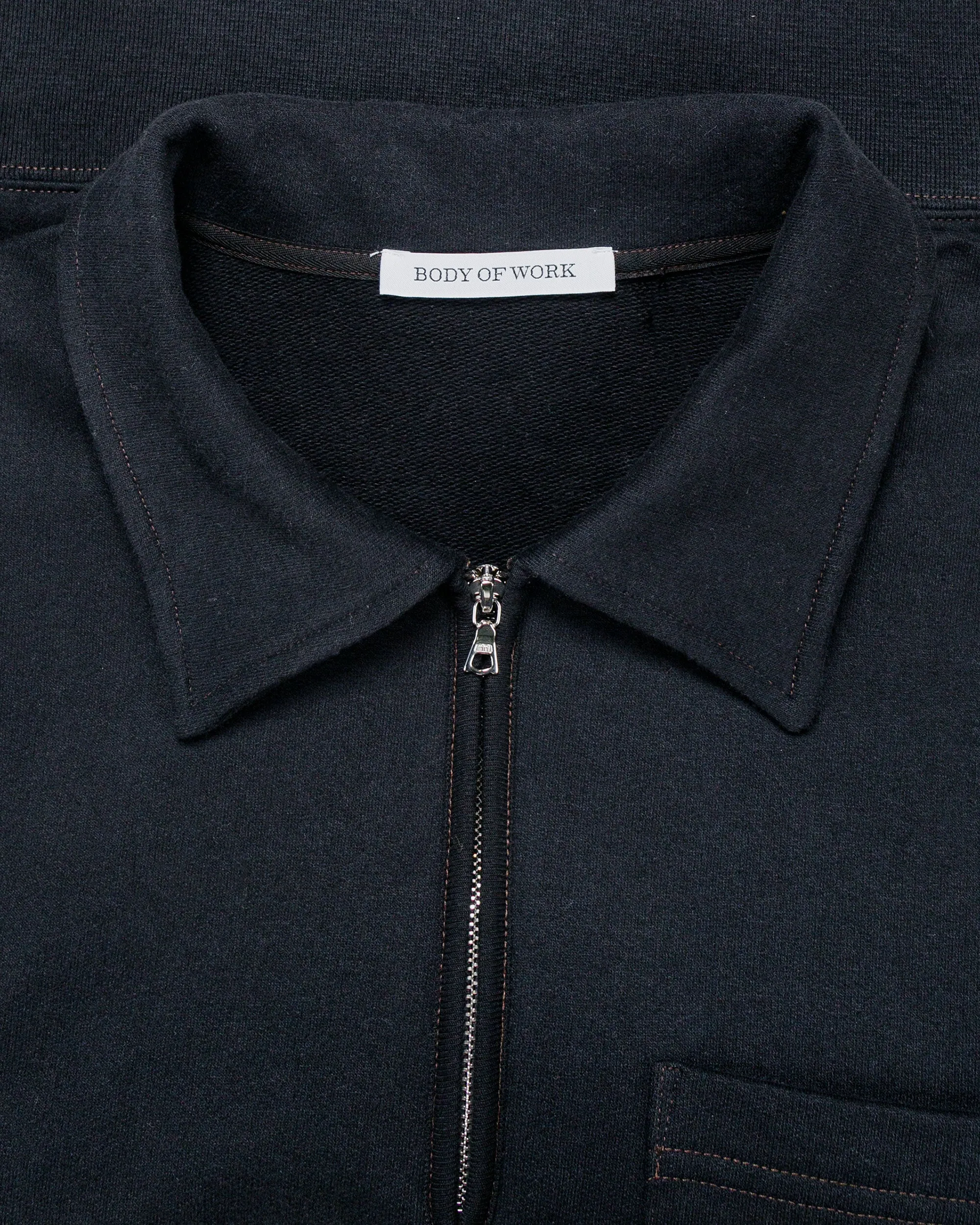 Body of Work Myrtle Quarter-Zip Sweatshirt Black/Loam Brown Stitch sold by Lost & Found product image thumbnail 4
