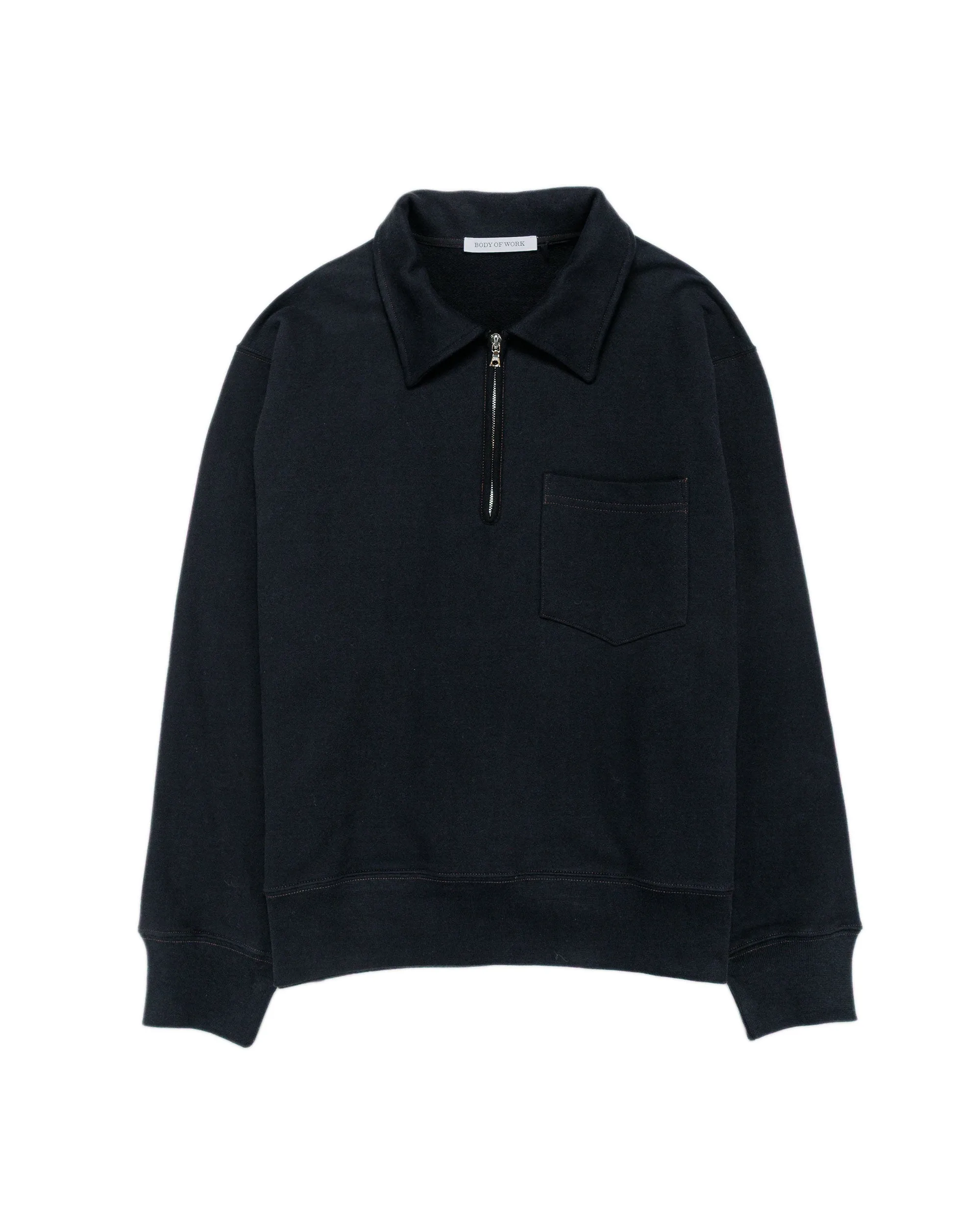 Body of Work Myrtle Quarter-Zip Sweatshirt Black/Loam Brown Stitch sold by Lost & Found