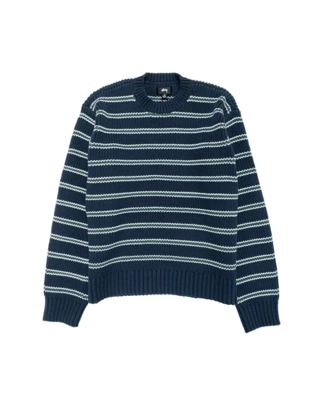 Stüssy Chunky Cotton Stripe Sweater Ocean sold by Lost & Found