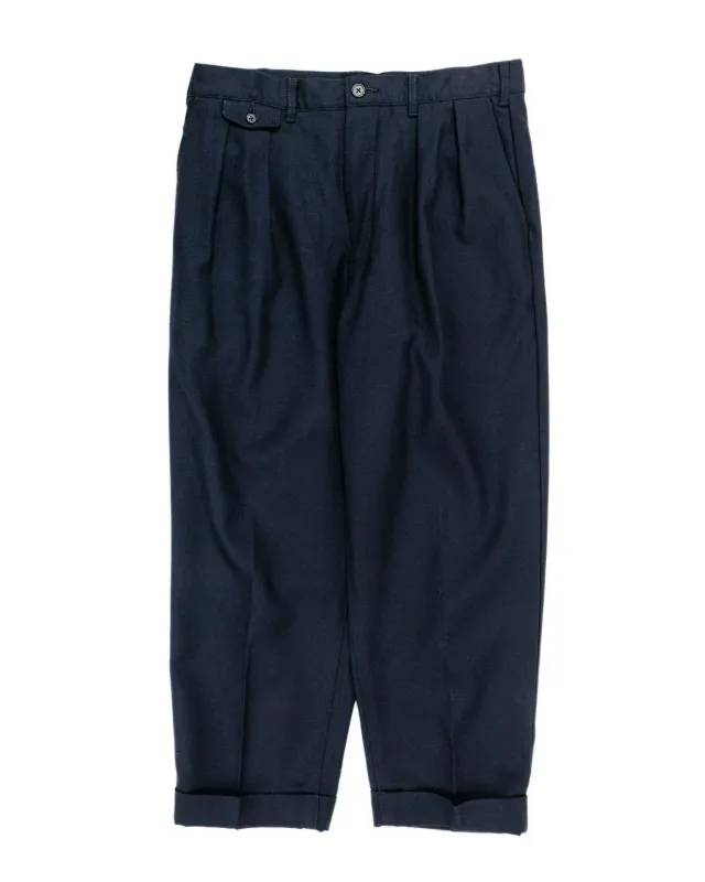 Beams Plus 2Pleats Laundry Wool Navy sold by Lost & Found