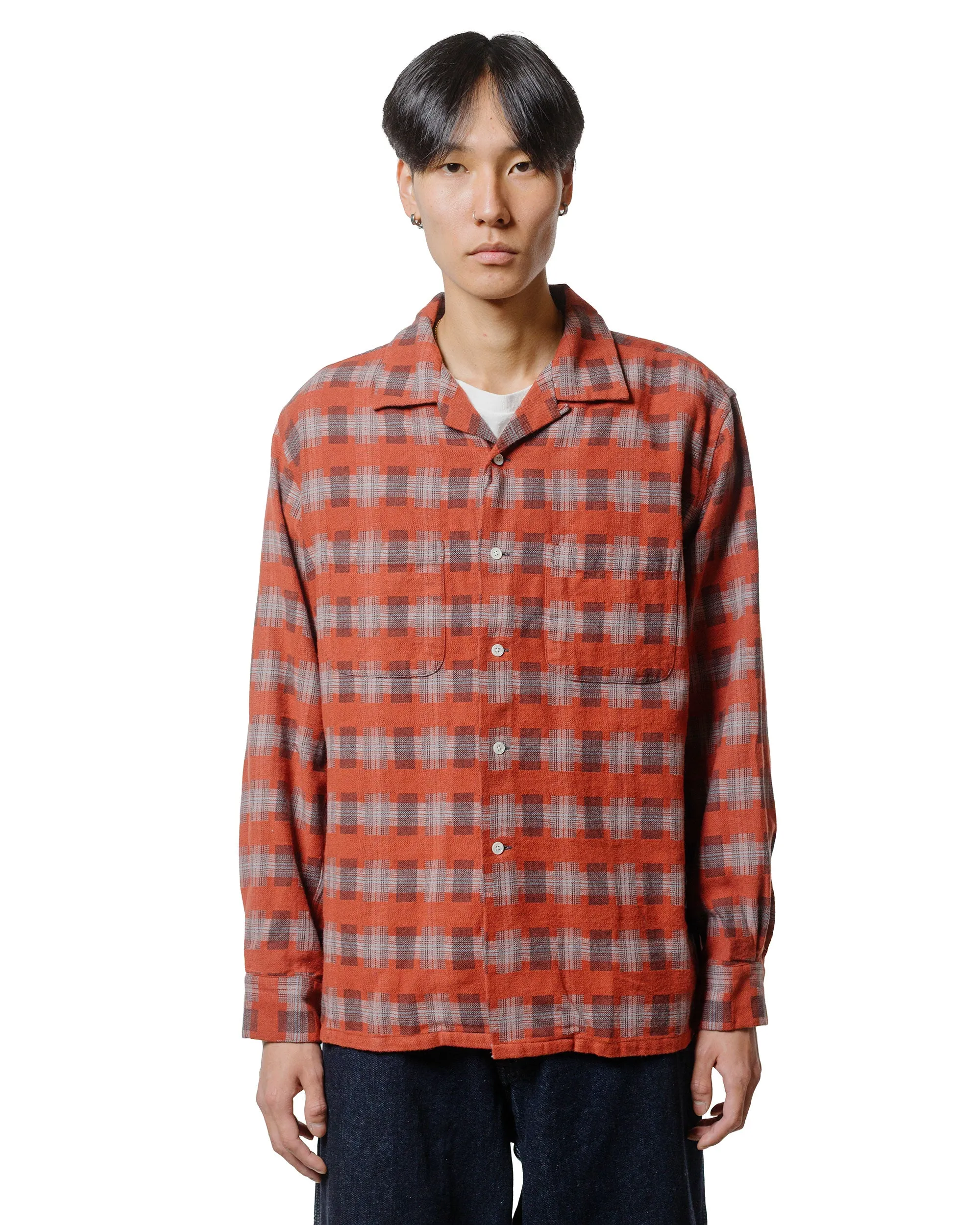 Beams Plus Open Collar Brushed Satin Plaid Red sold by Lost & Found product image thumbnail 2