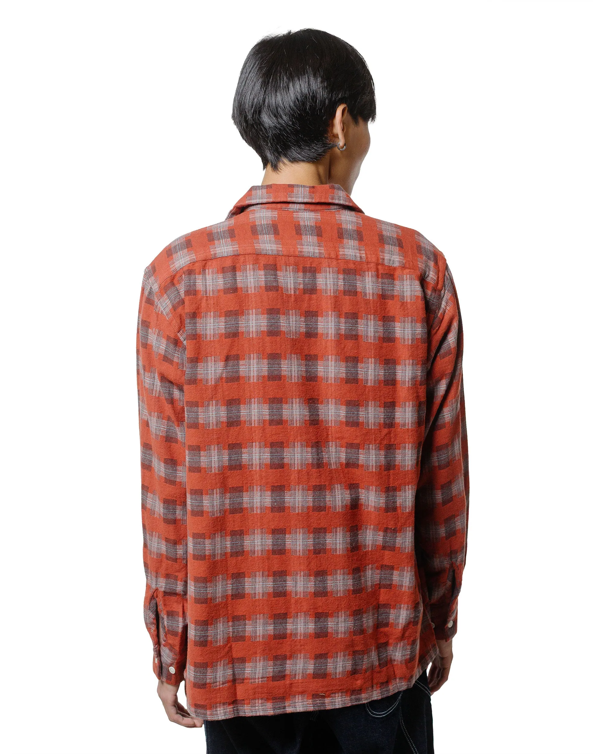 Beams Plus Open Collar Brushed Satin Plaid Red sold by Lost & Found product image thumbnail 3