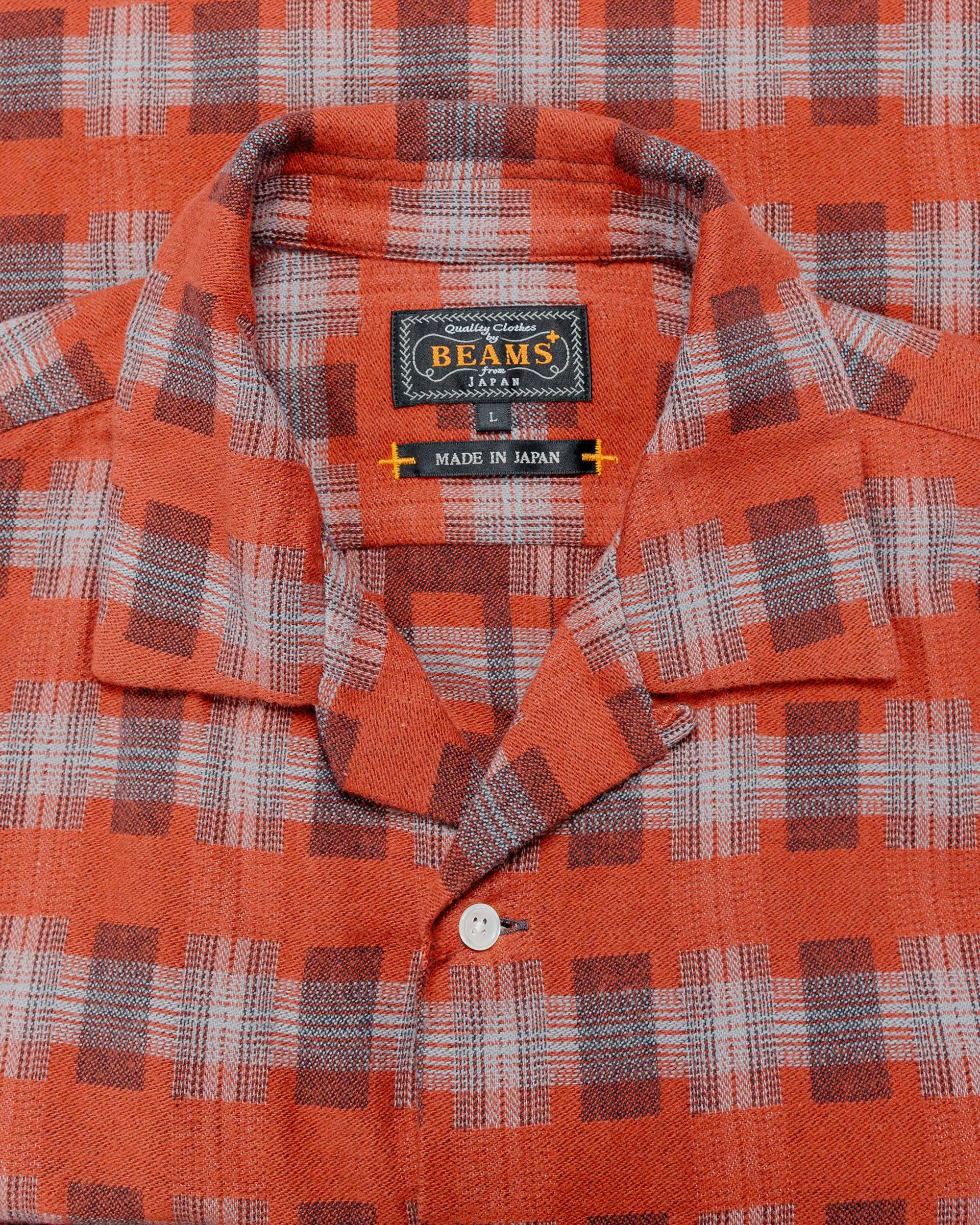 Beams Plus Open Collar Brushed Satin Plaid Red sold by Lost & Found product image thumbnail 5