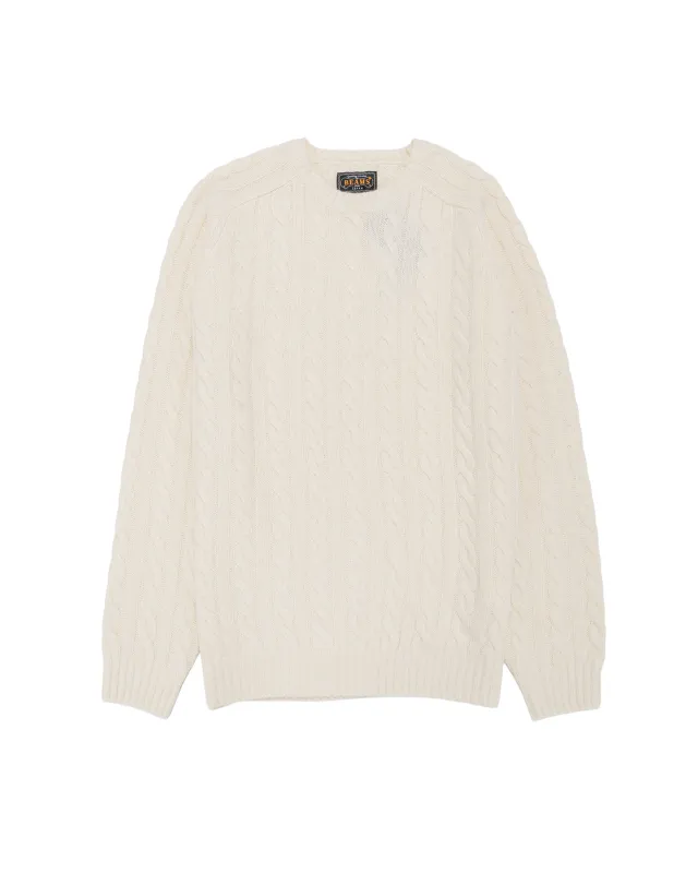 Beams Plus Cable Crew 5G Off White sold by Lost & Found
