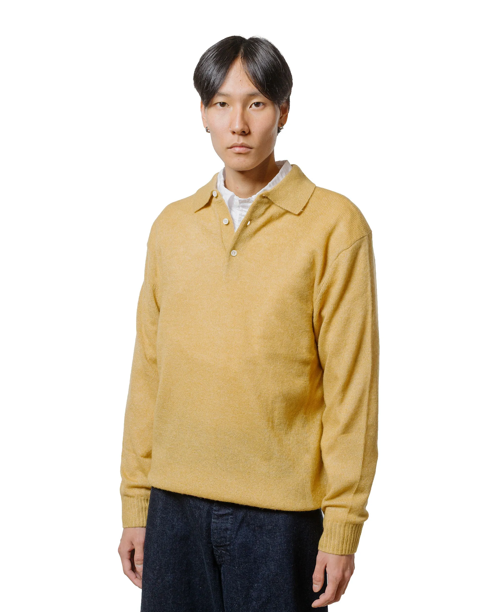 Beams Plus Knit Polo 9G Wool Silk Shaggy Gold sold by Lost & Found product image thumbnail 2