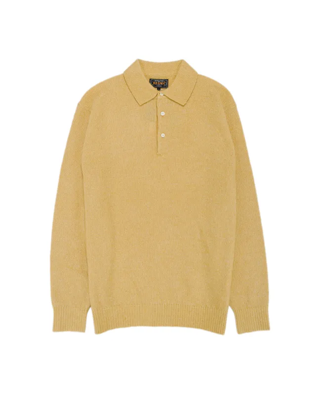 Beams Plus Knit Polo 9G Wool Silk Shaggy Gold sold by Lost & Found