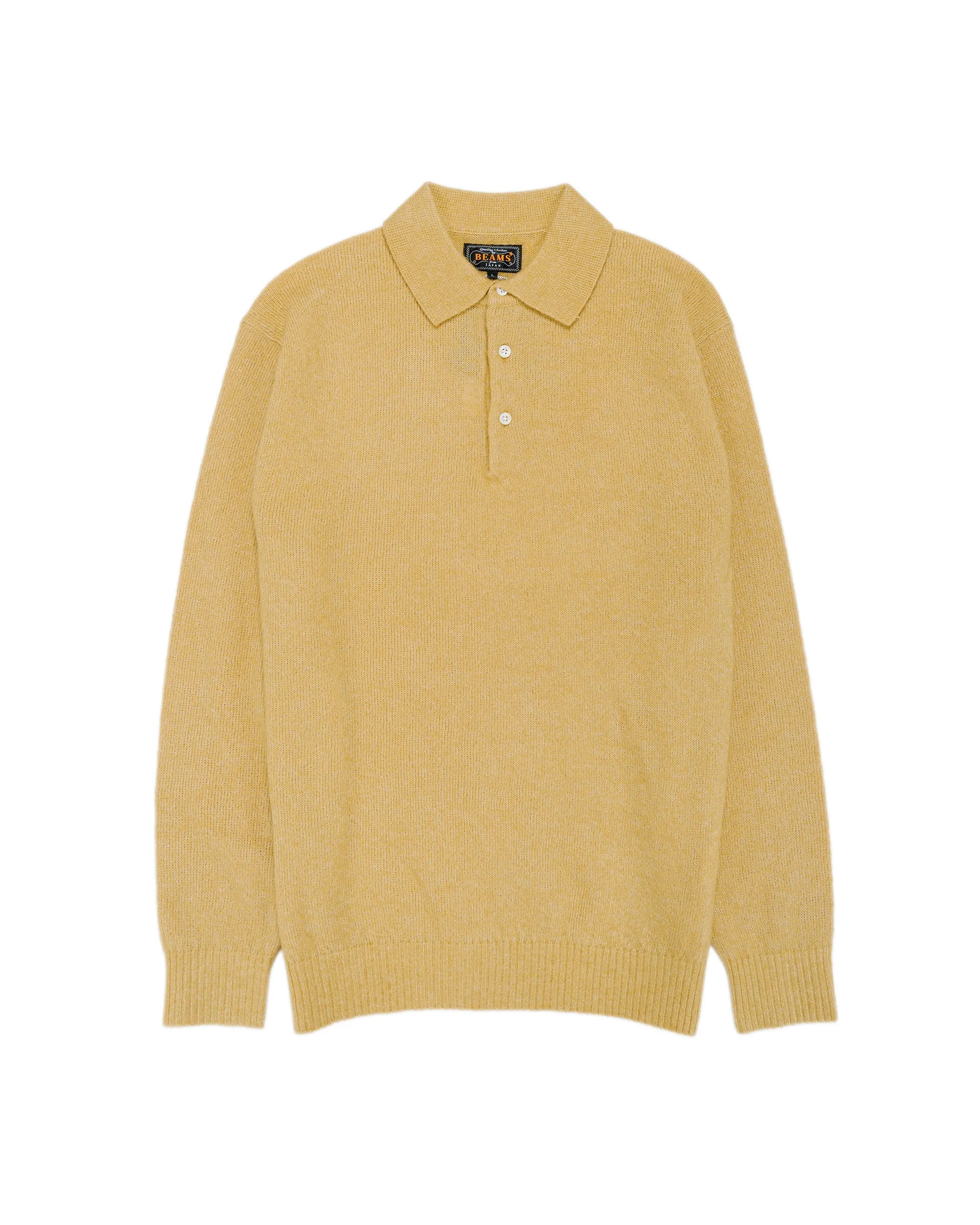 Beams Plus Knit Polo 9G Wool Silk Shaggy Gold sold by Lost & Found